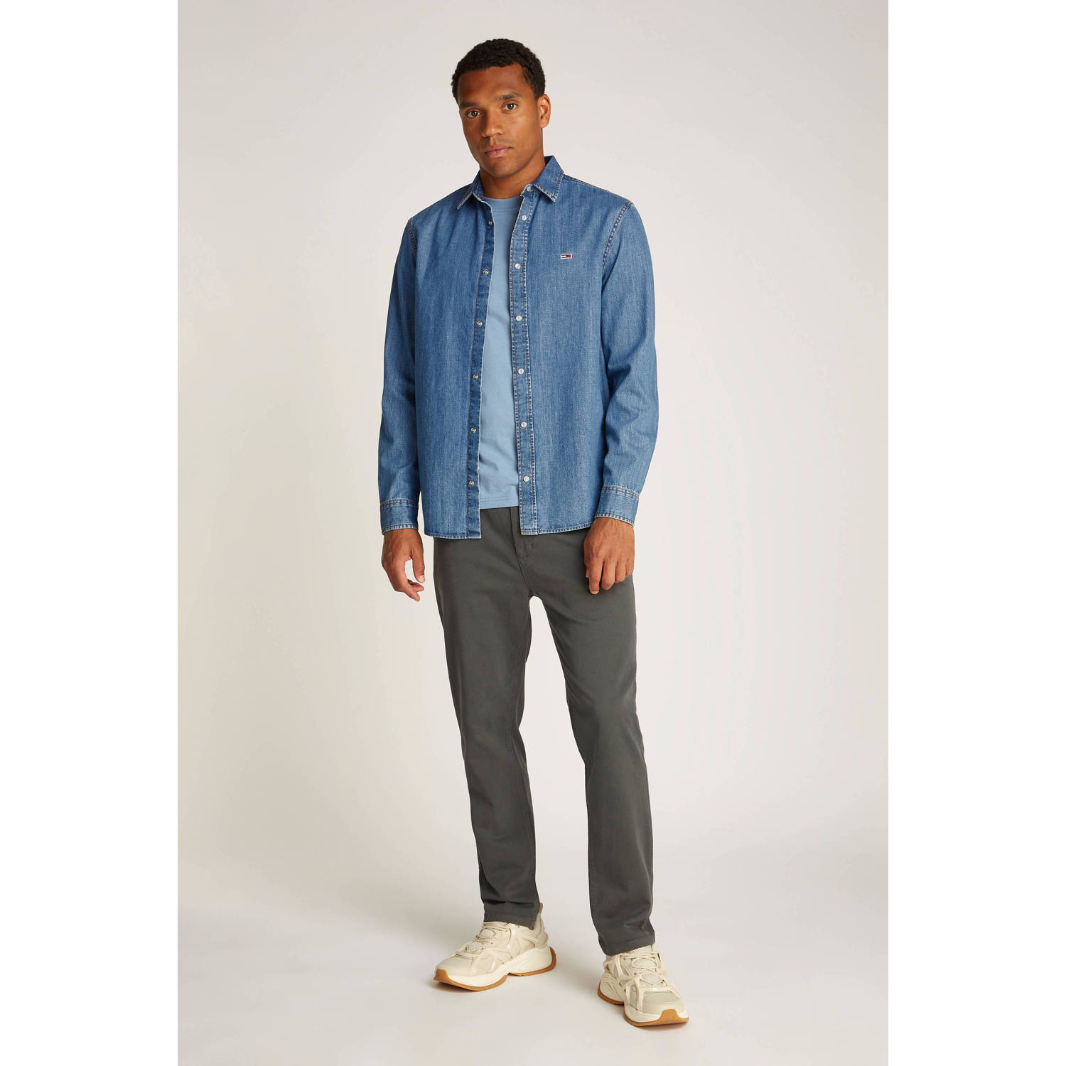 Tommy Jeans casual overhemd medium blue denim