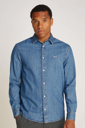 casual overhemd medium blue denim