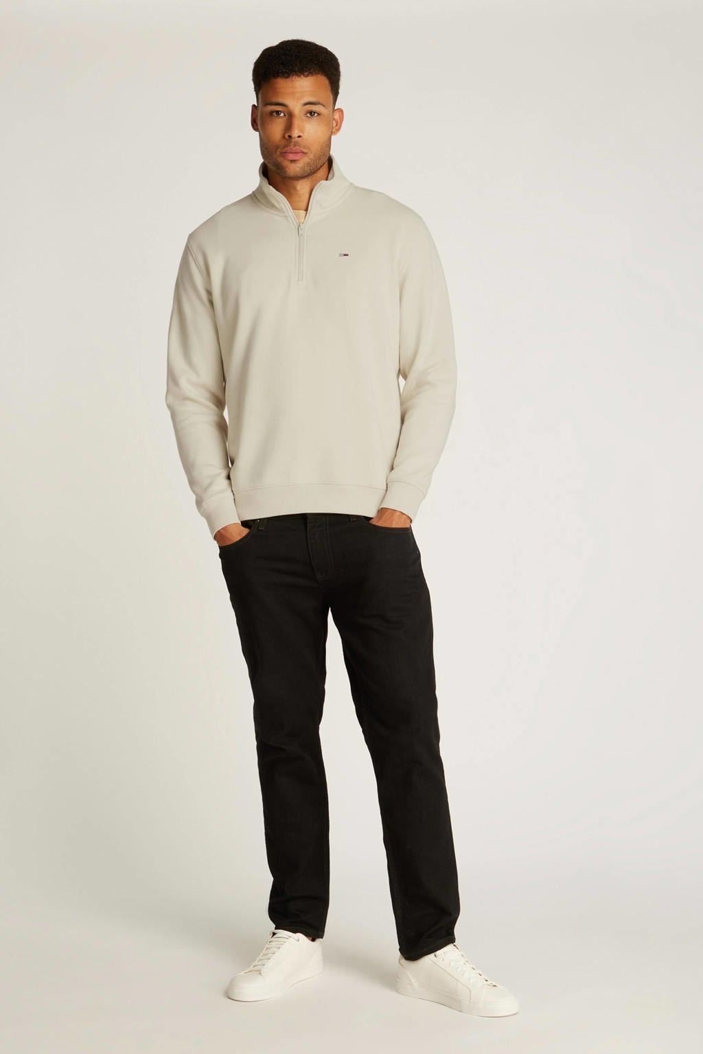 Tommy Jeans sweater halverits beige