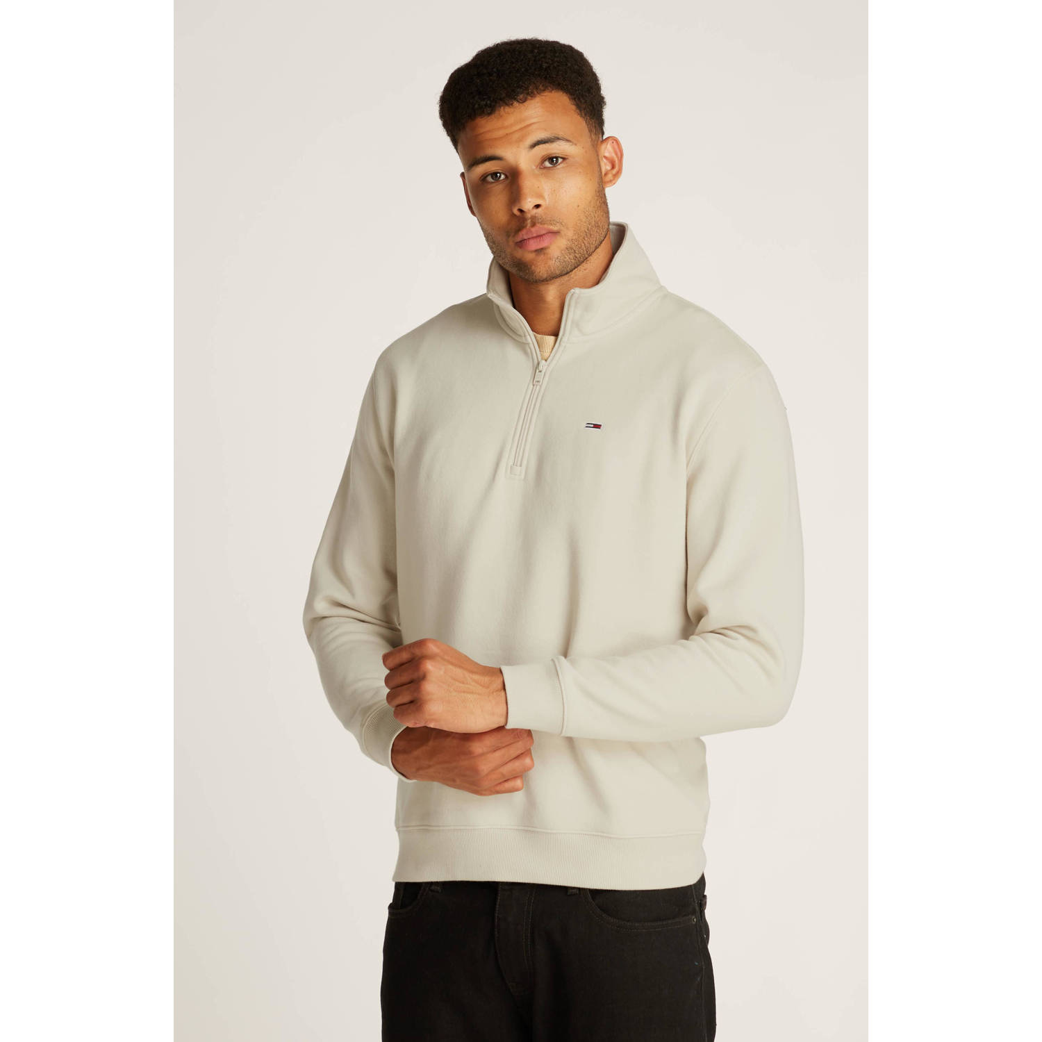 Tommy Jeans sweater halverits beige