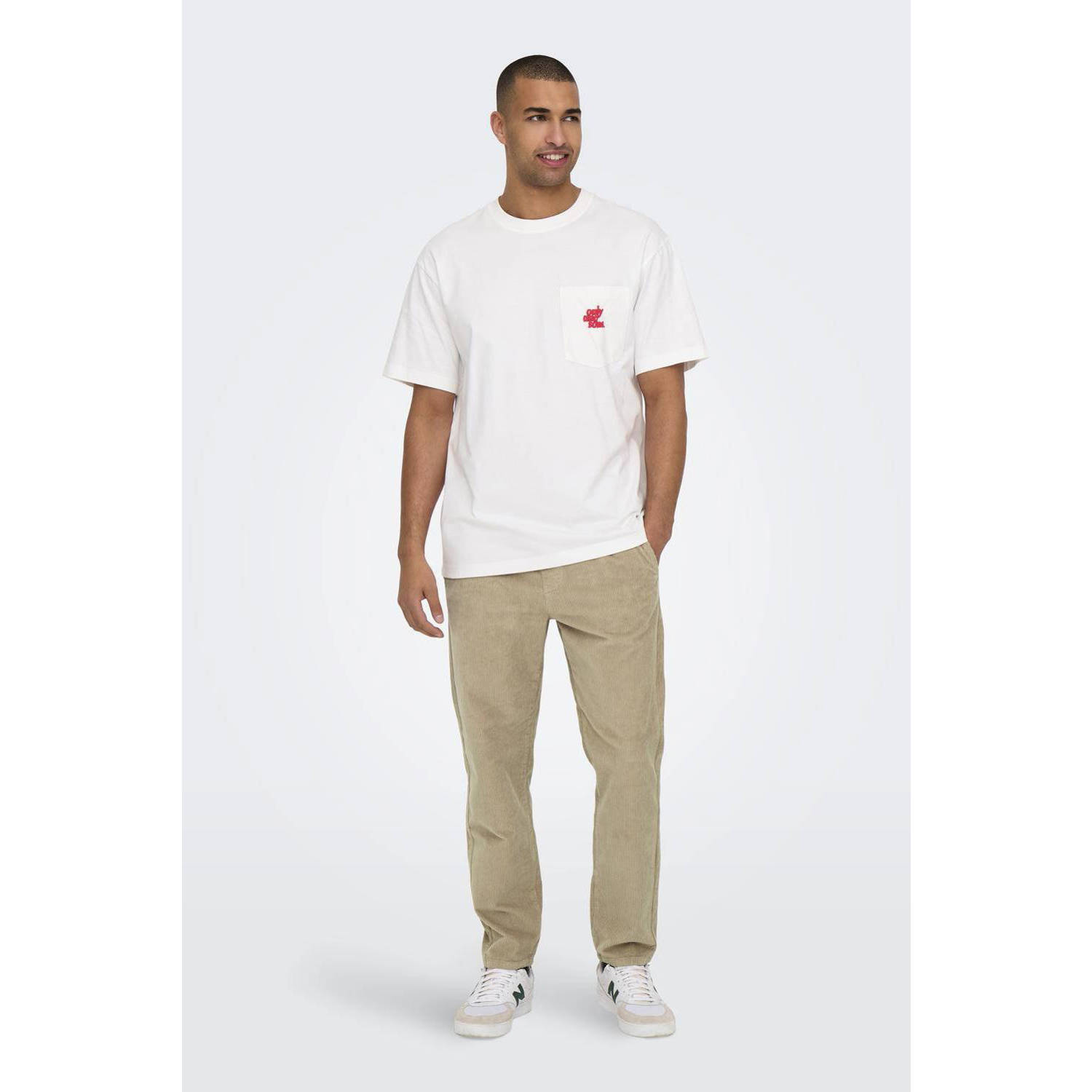 ONLY & SONS corduroy tapered fit broek ONSLINUS beige