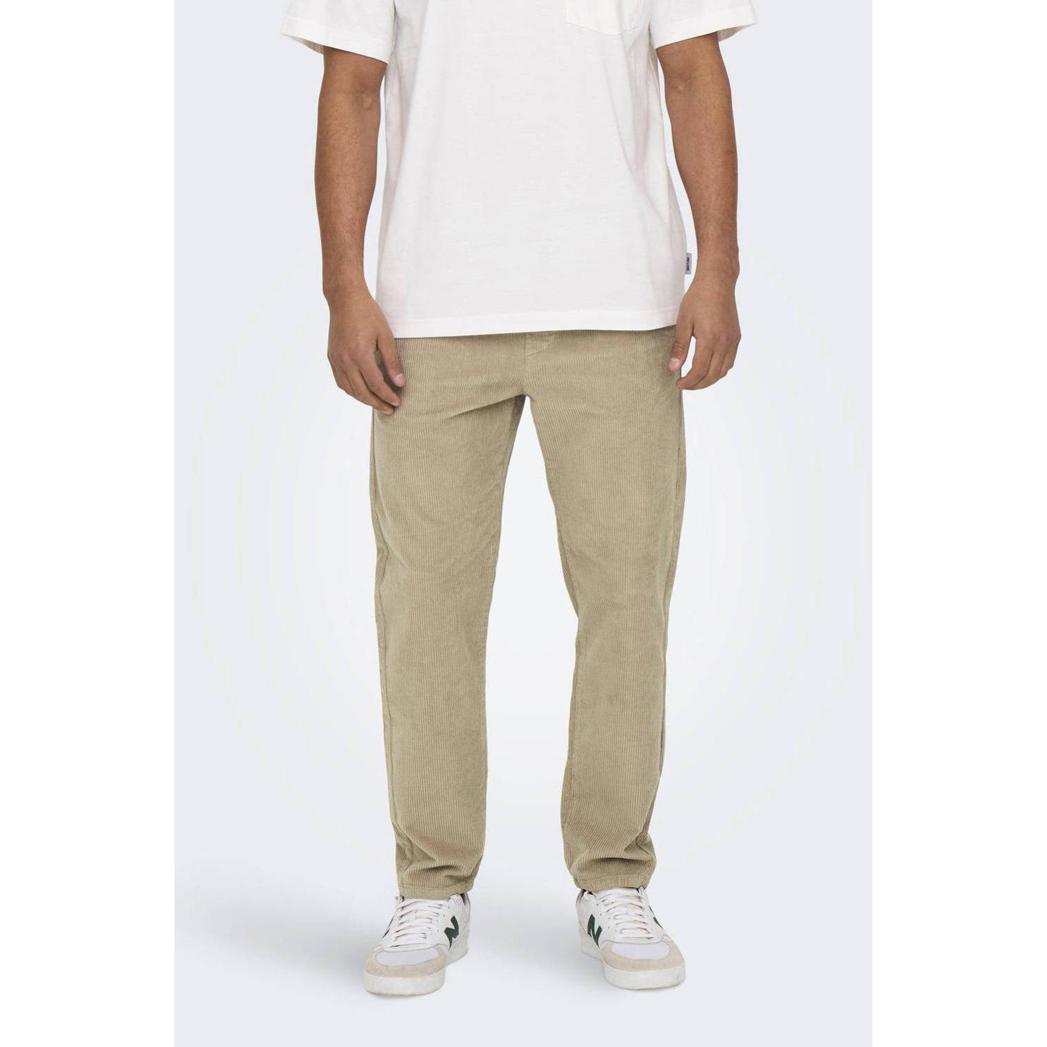 ONLY & SONS corduroy tapered fit broek ONSLINUS beige