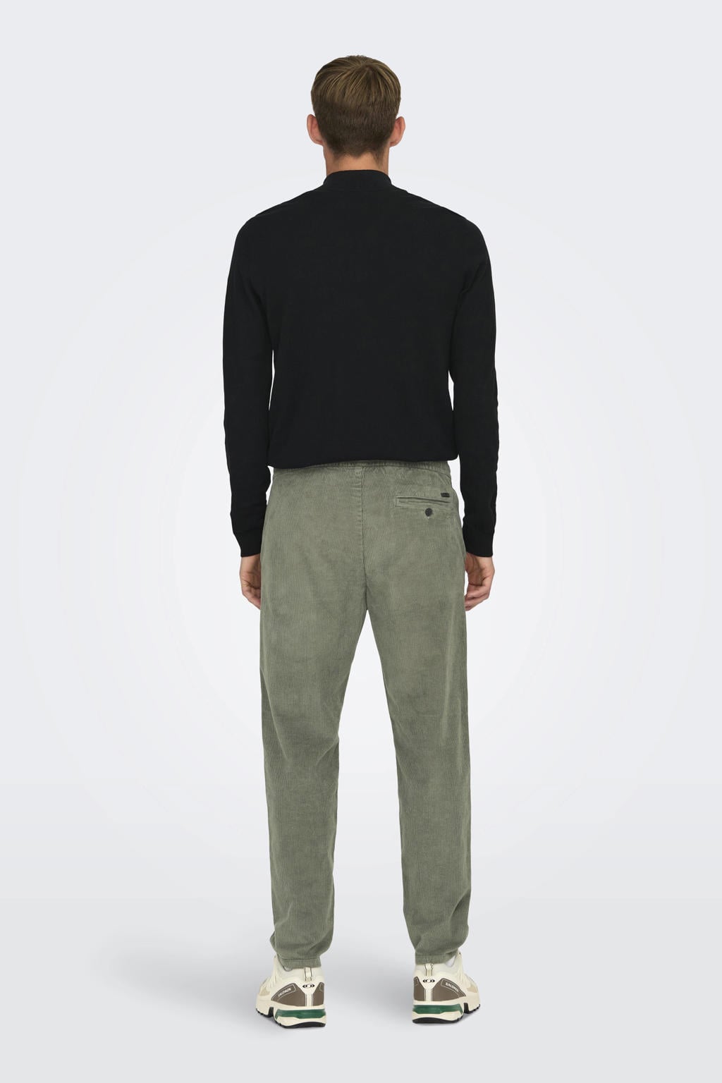 ONLY & SONS corduroy tapered fit broek ONSLINUS groen