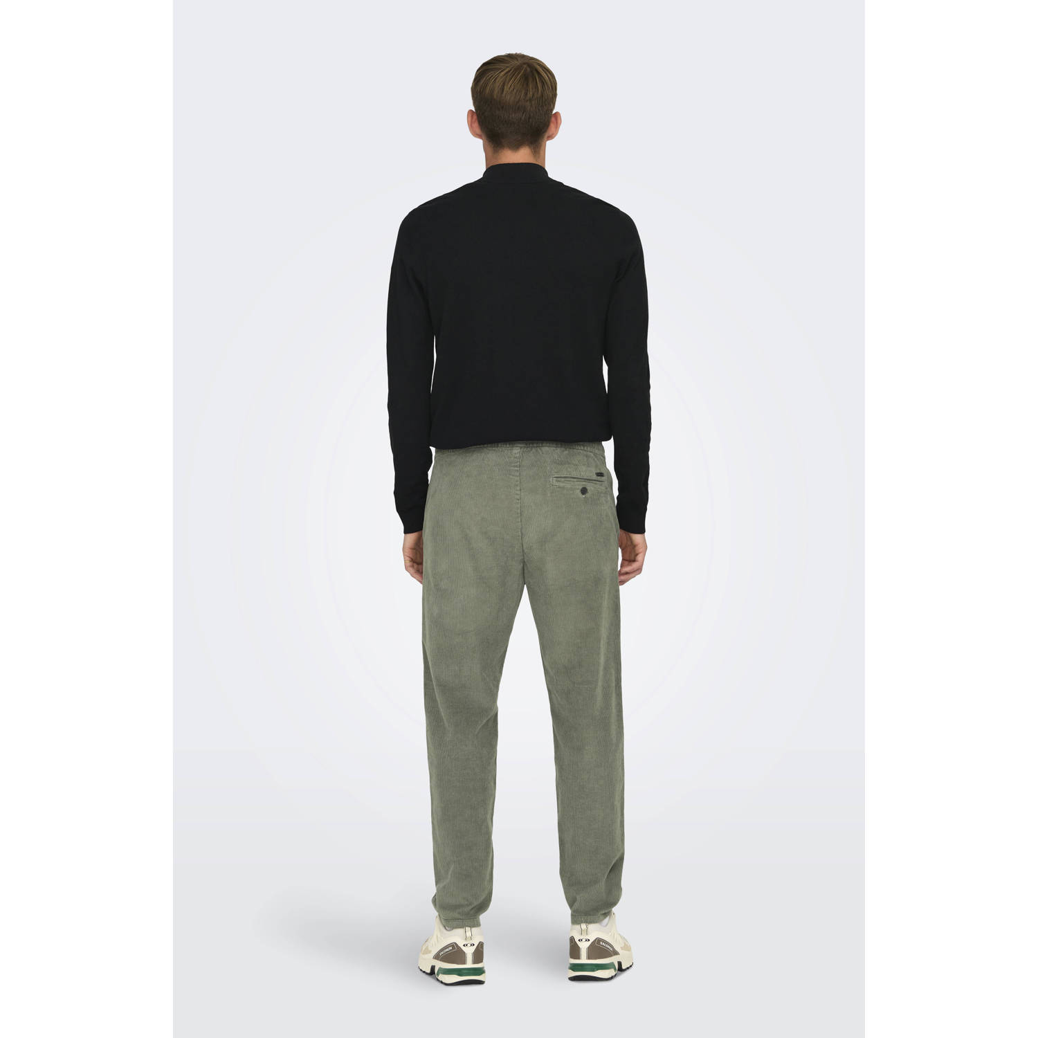 ONLY & SONS corduroy tapered fit broek ONSLINUS groen