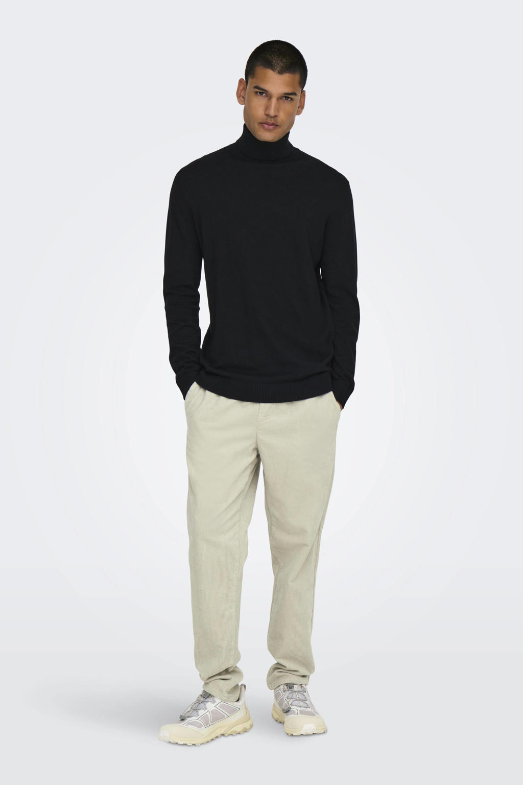 ONLY & SONS corduroy tapered fit broek ONSLINUS ecru