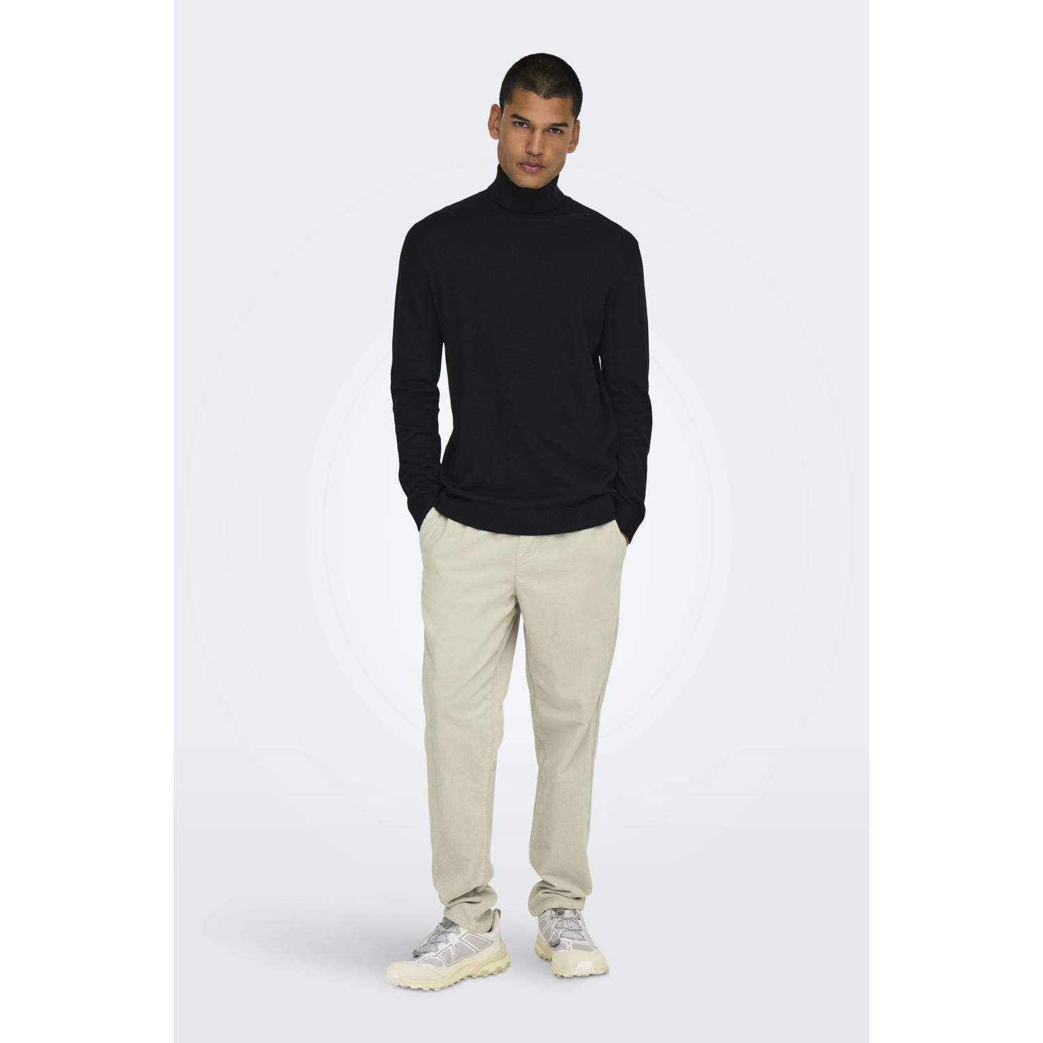 ONLY & SONS corduroy tapered fit broek ONSLINUS ecru