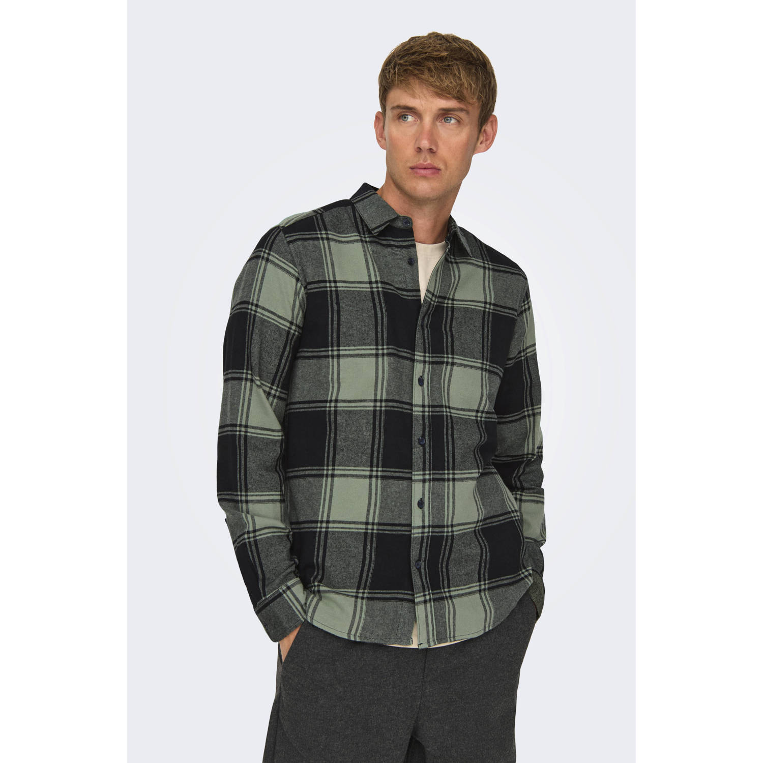 Only & Sons Regular fit vrijetijdsoverhemd met kentkraag model 'GUDMUND'