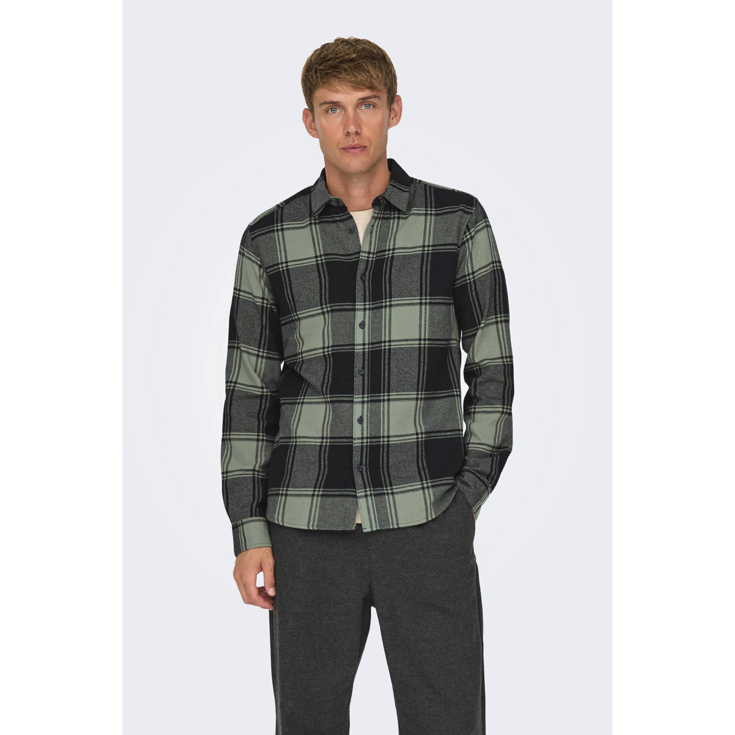ONLY & SONS geruit slim fit overhemd ONSGUDMUND