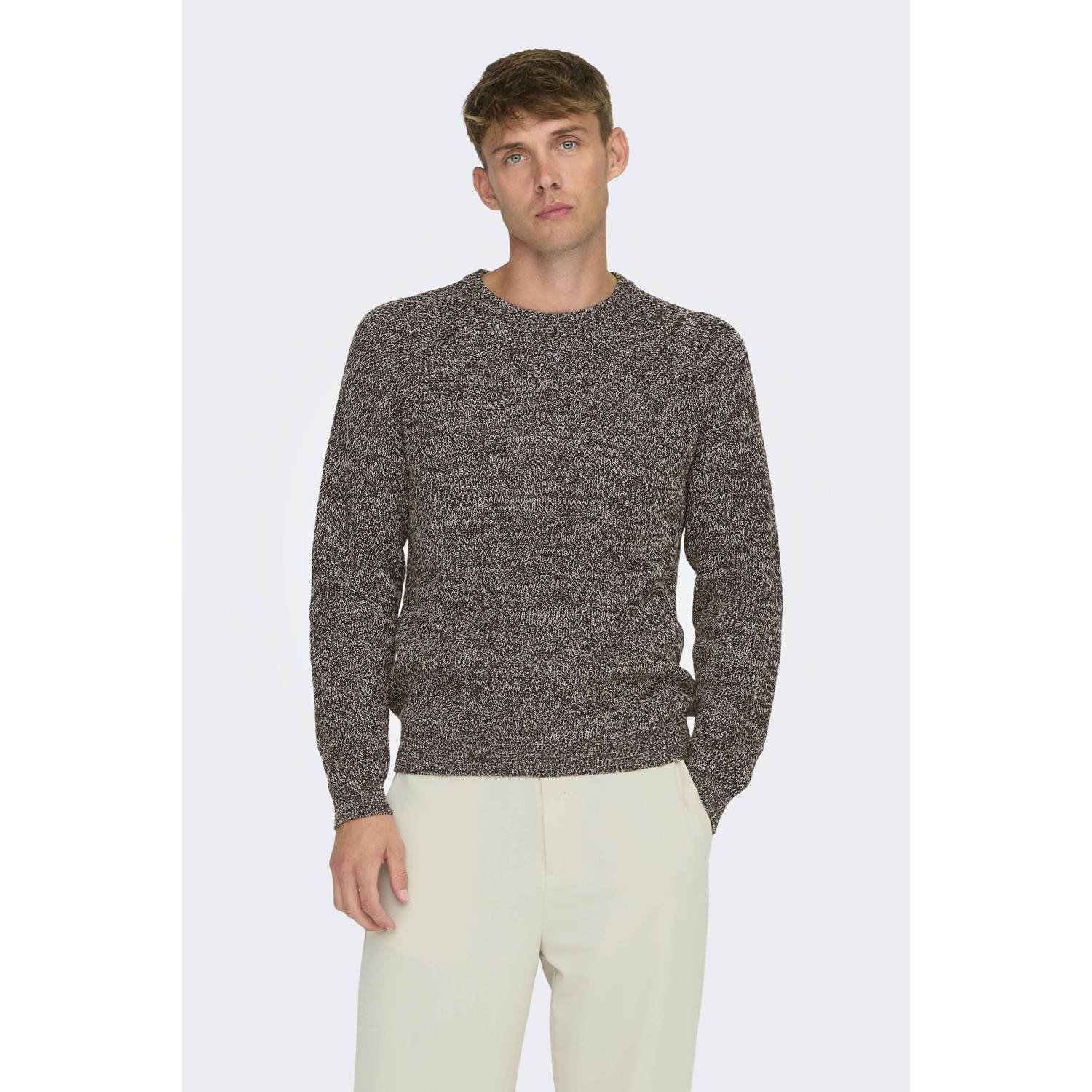 ONLY & SONS gebreide trui ONSFELIP bruin