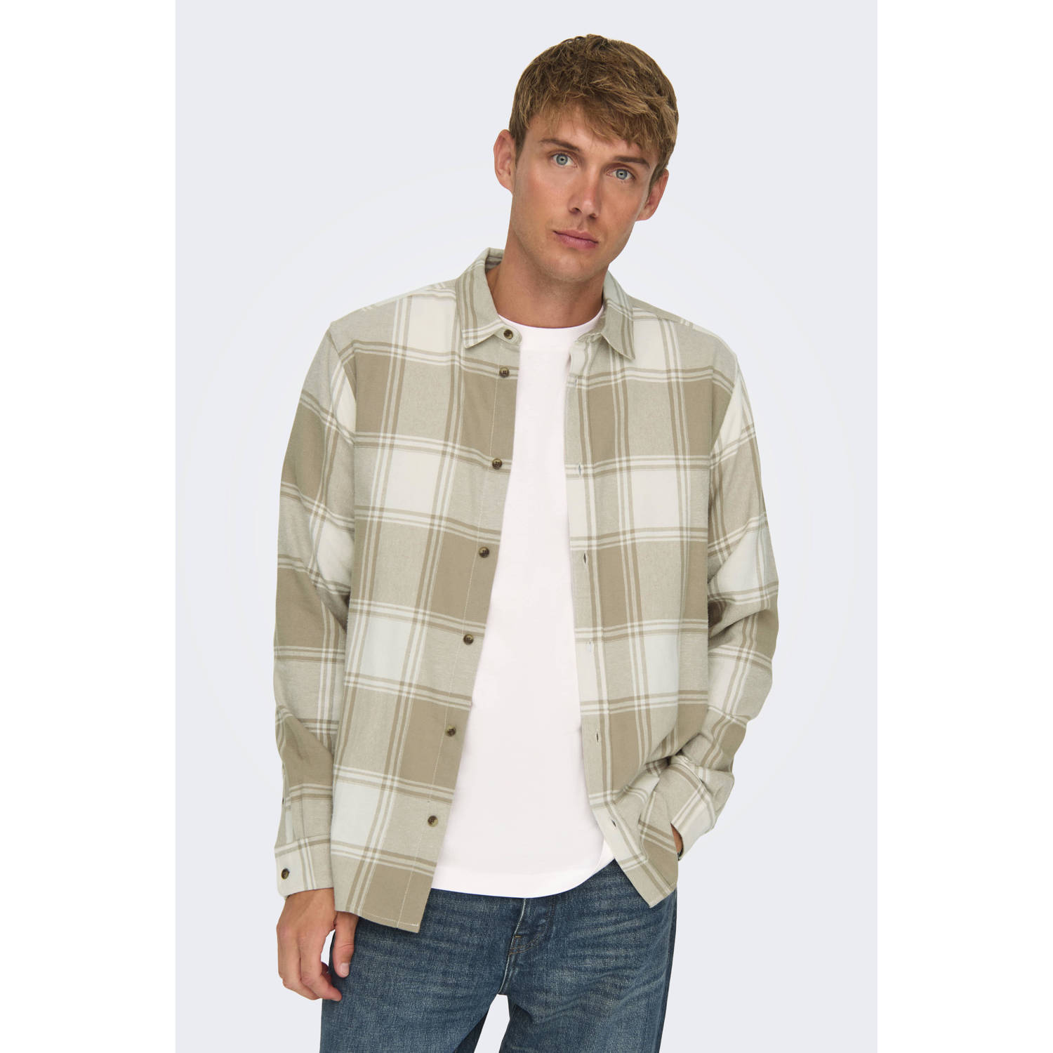 ONLY & SONS geruit slim fit overhemd ONSGUDMUND