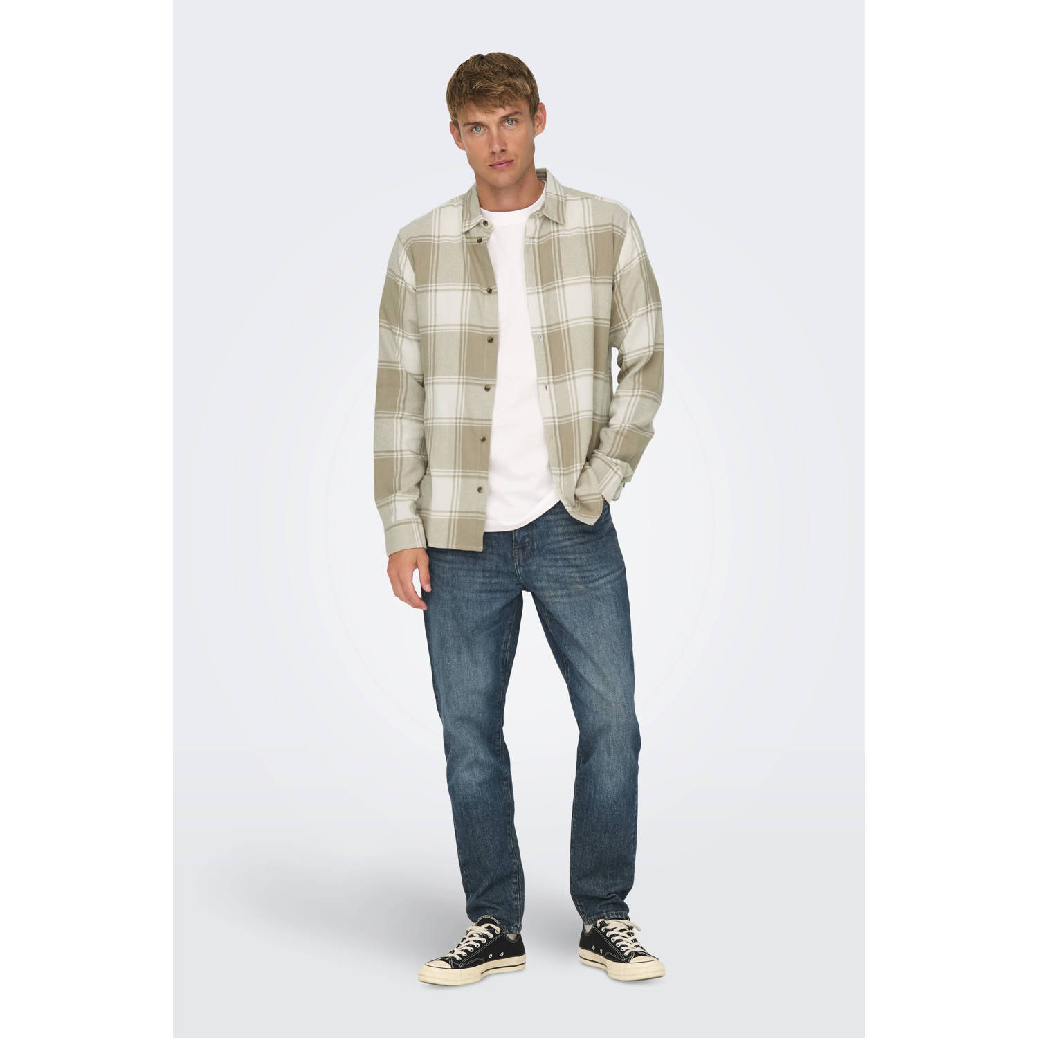 ONLY & SONS geruit slim fit overhemd ONSGUDMUND