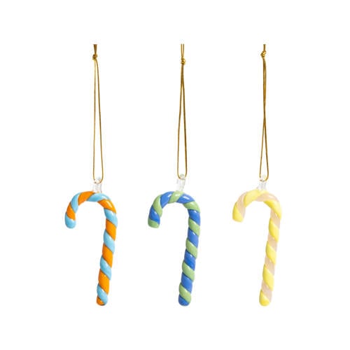 &k amsterdam kerstornament Candy Cane (set van 3) afbeelding