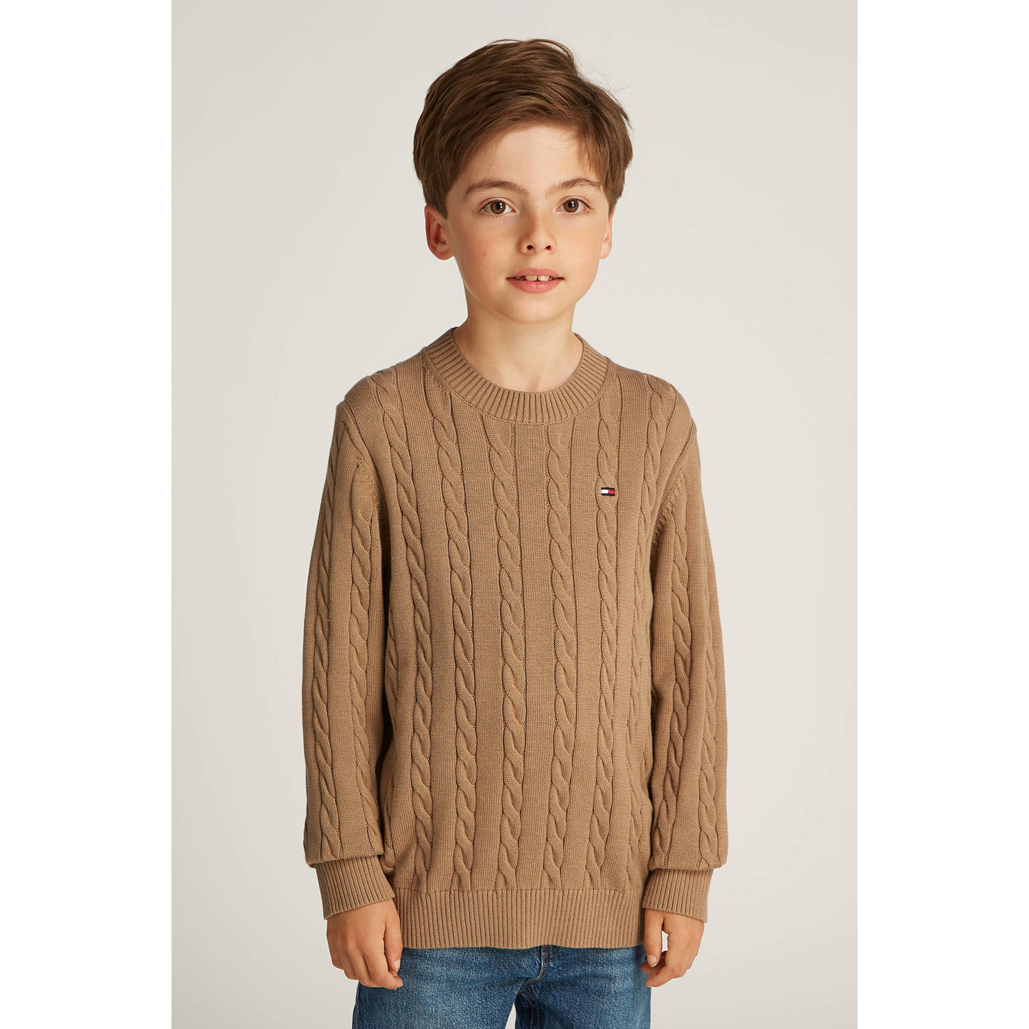Tommy Hilfiger trui bruin met kabels