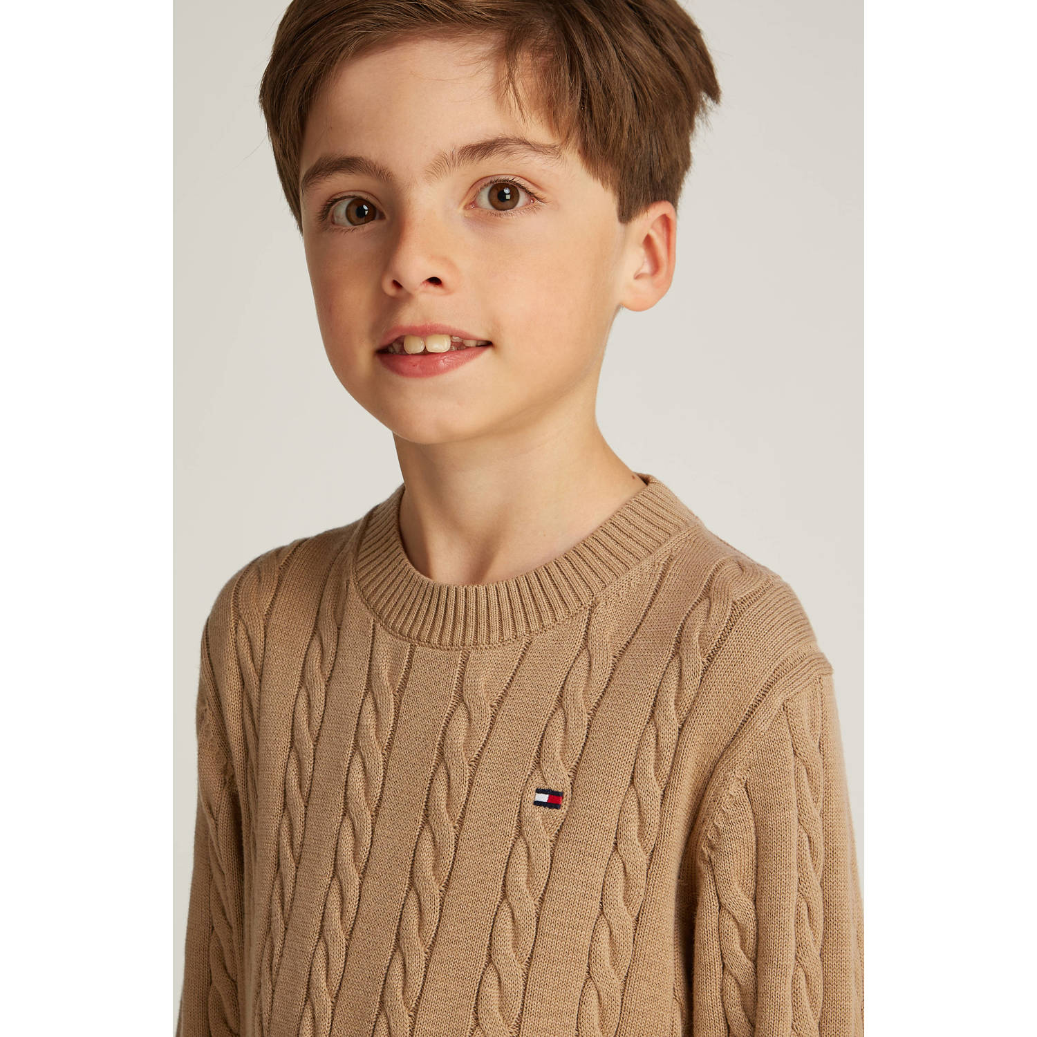 Tommy Hilfiger trui bruin met kabels
