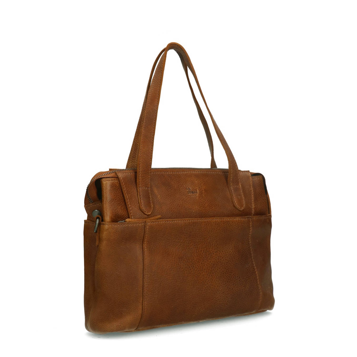 No Stress 17.5 leren laptoptas cognac