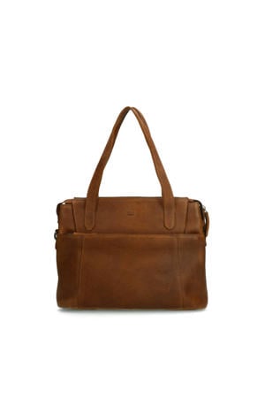 17.5 leren laptoptas cognac