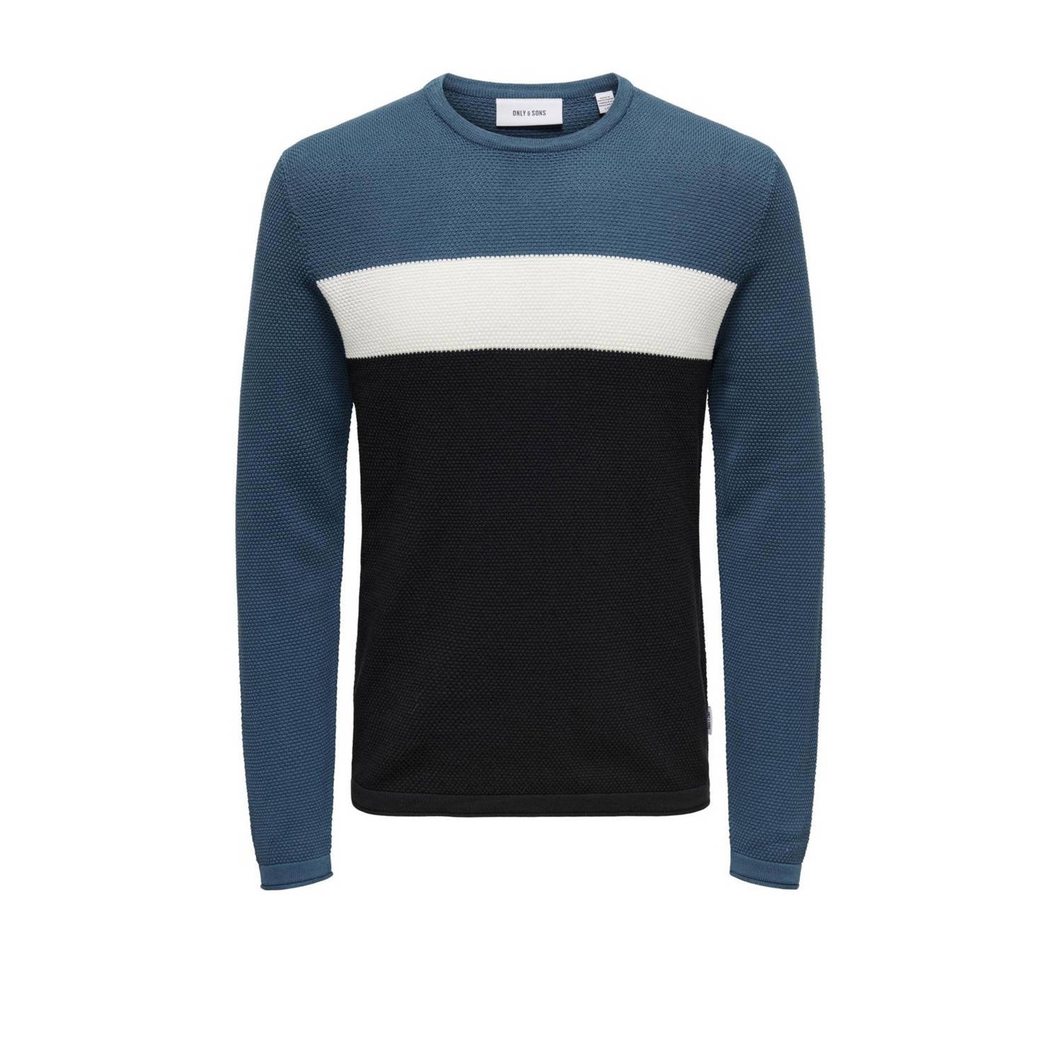 ONLY & SONS gestreepte trui ONSHAYDEN donkerblauw