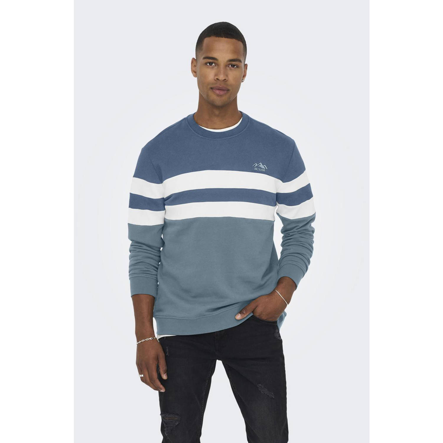 ONLY & SONS gestreepte sweater ONSTHOR blauw