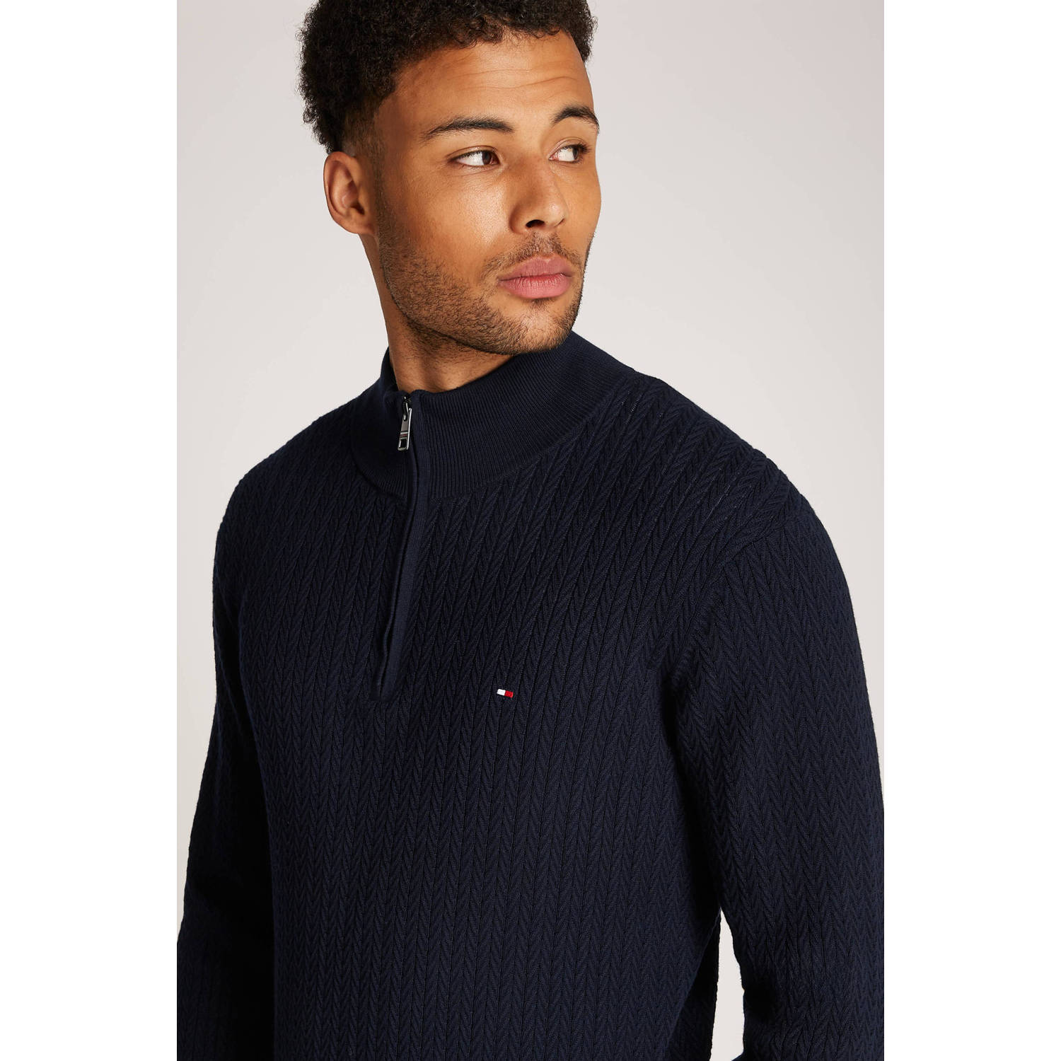 Tommy Hilfiger schipperstrui donkerblauw kabels