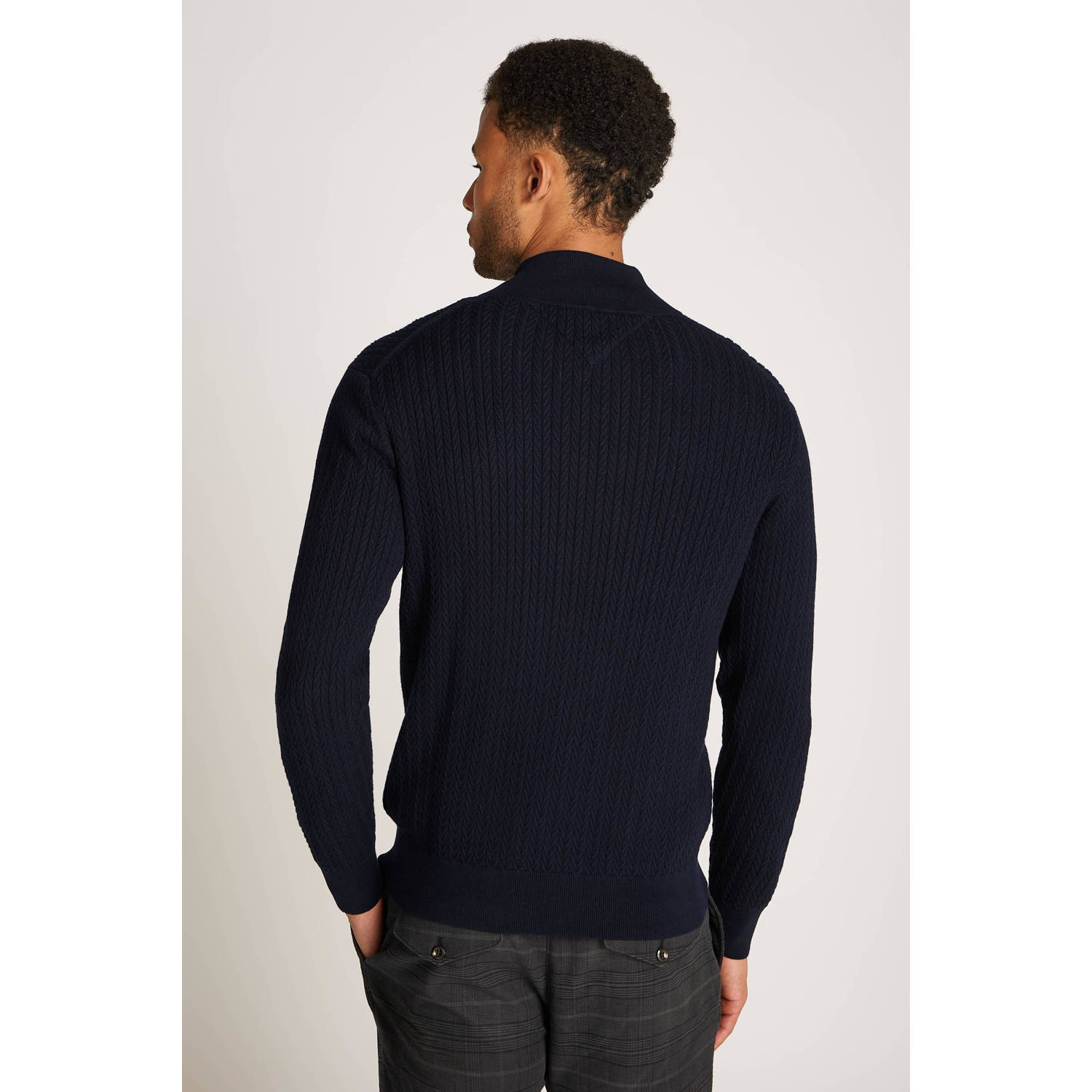 Tommy Hilfiger schipperstrui donkerblauw kabels