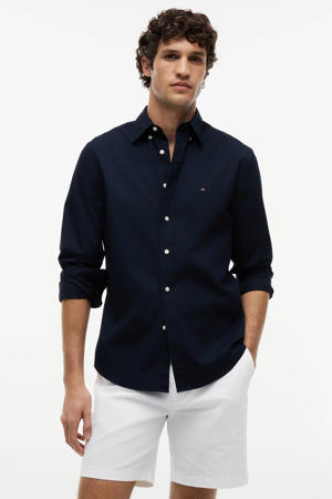 regular overhemd CORE FLEX POPLIN donkerblauw