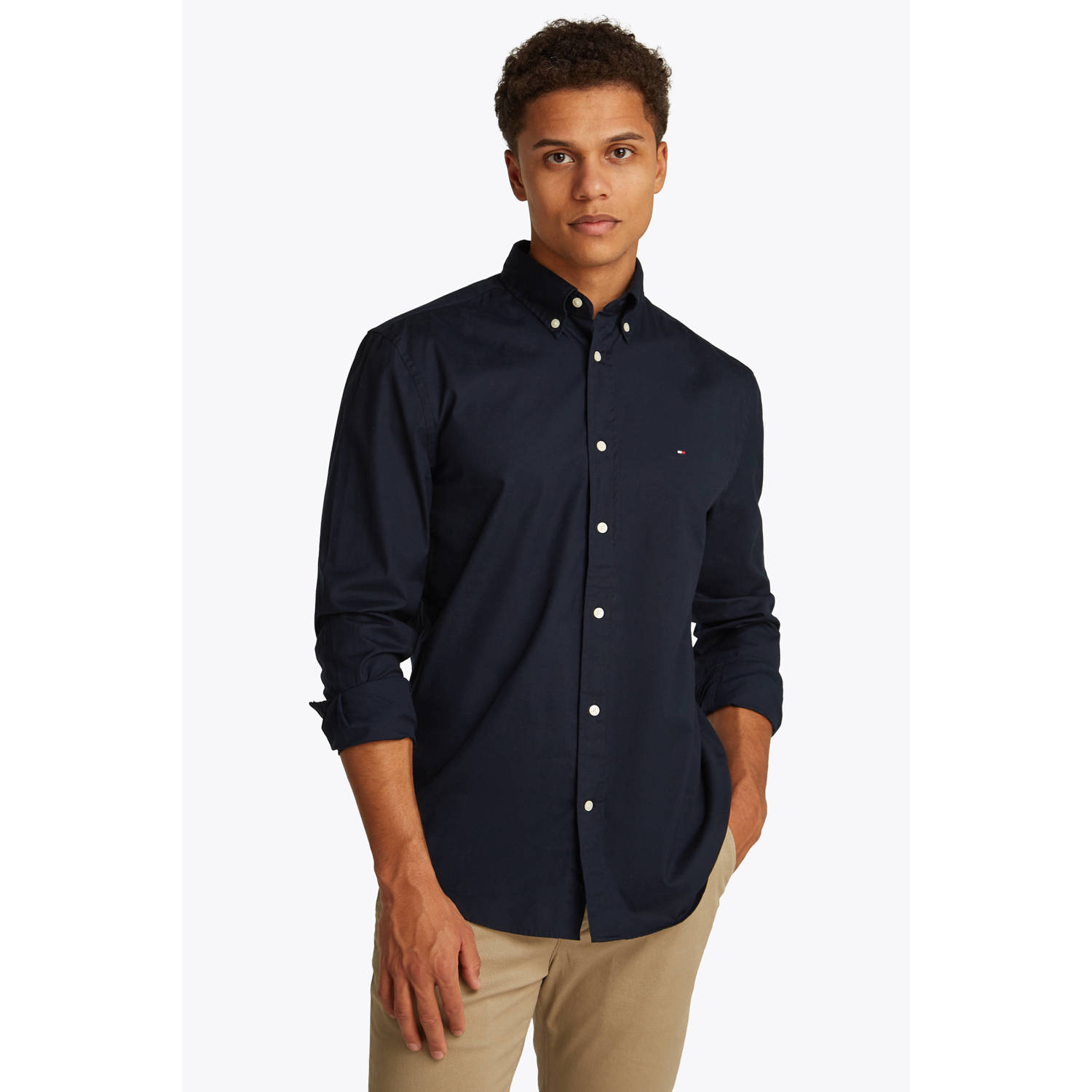 Tommy Hilfiger regular overhemd CORE FLEX POPLIN donkerblauw