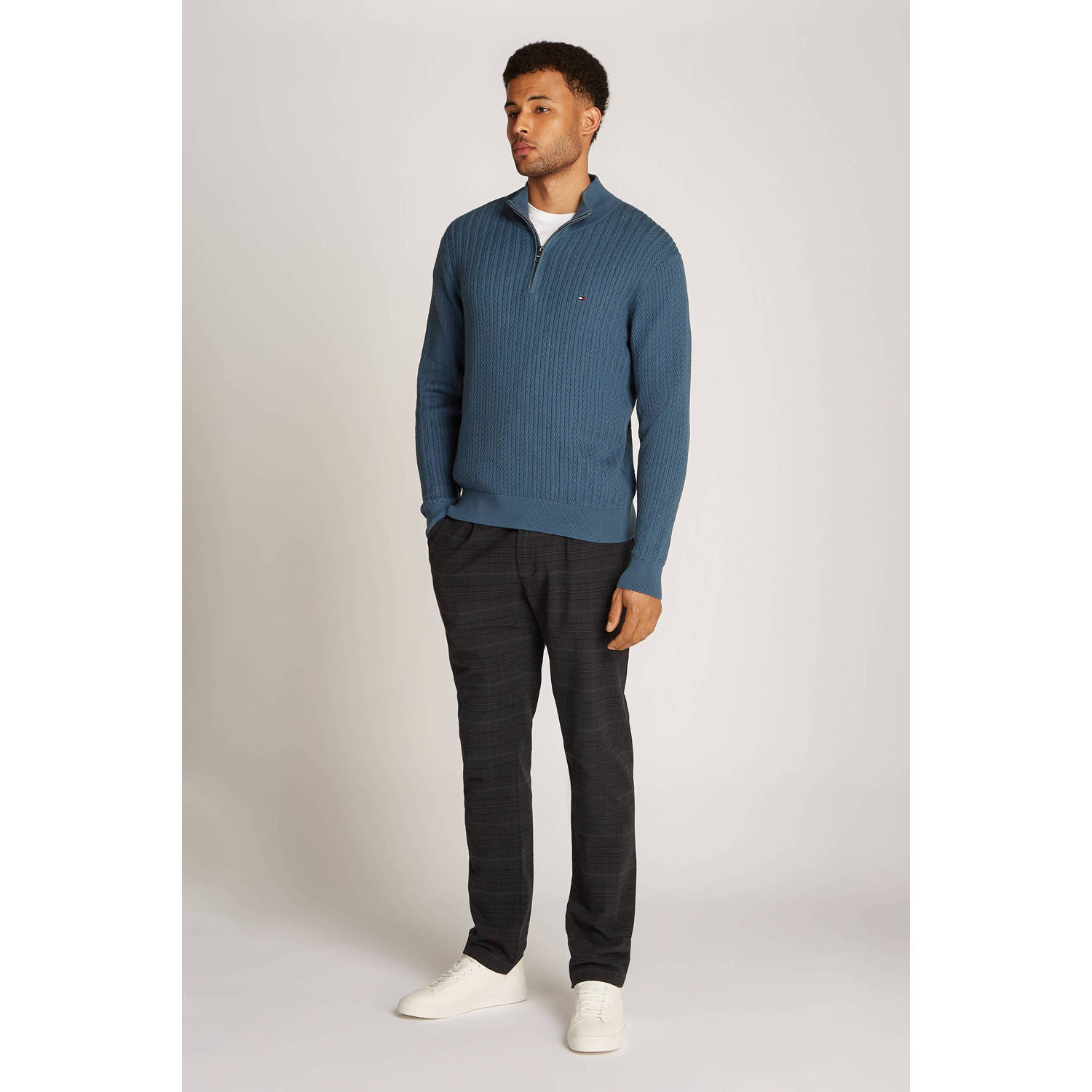 Tommy Hilfiger schipperstrui blauw kabels