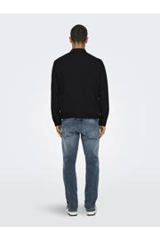 thumbnail: Zwarte heren ONLY & SONS bombersweat van viscose met effen, lange mouwen, opstaande kraag en ritssluiting