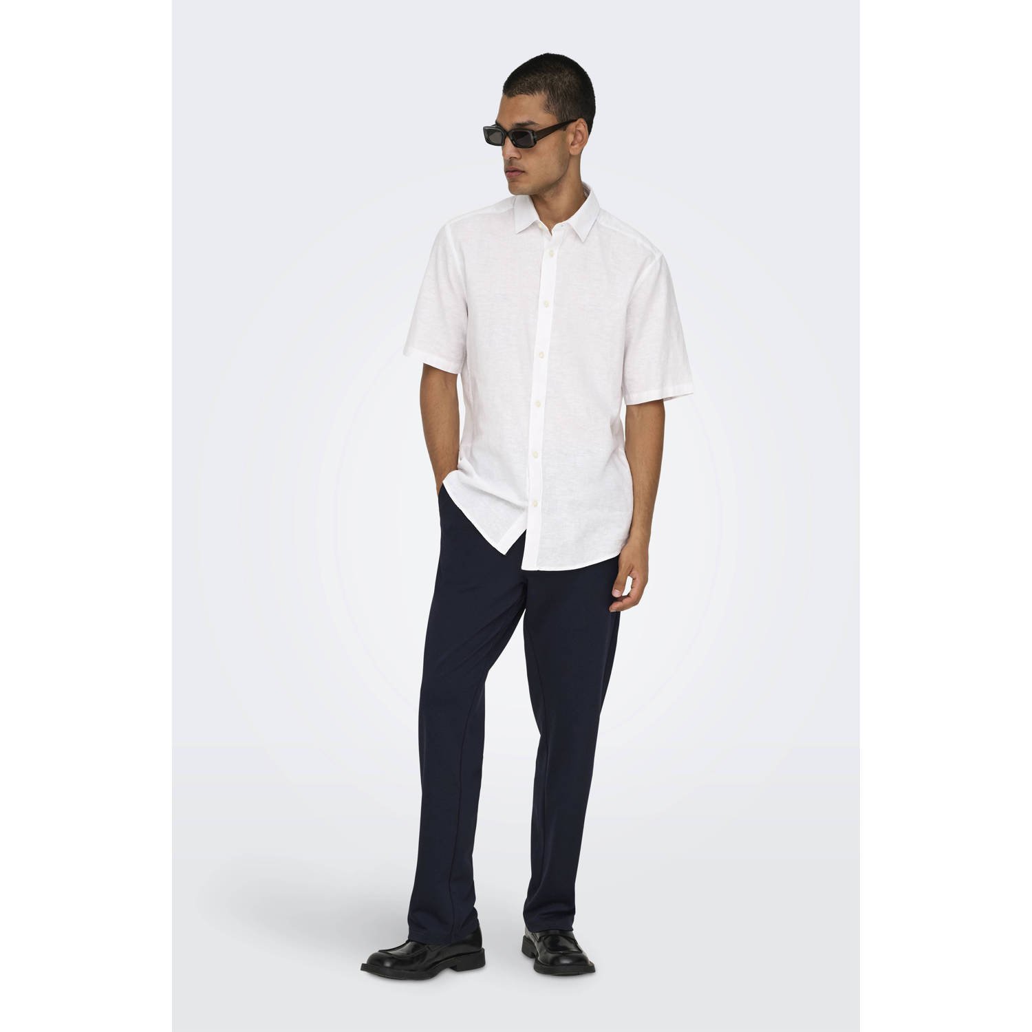 ONLY & SONS regular fit pantalon ONSMARK donkerblauw