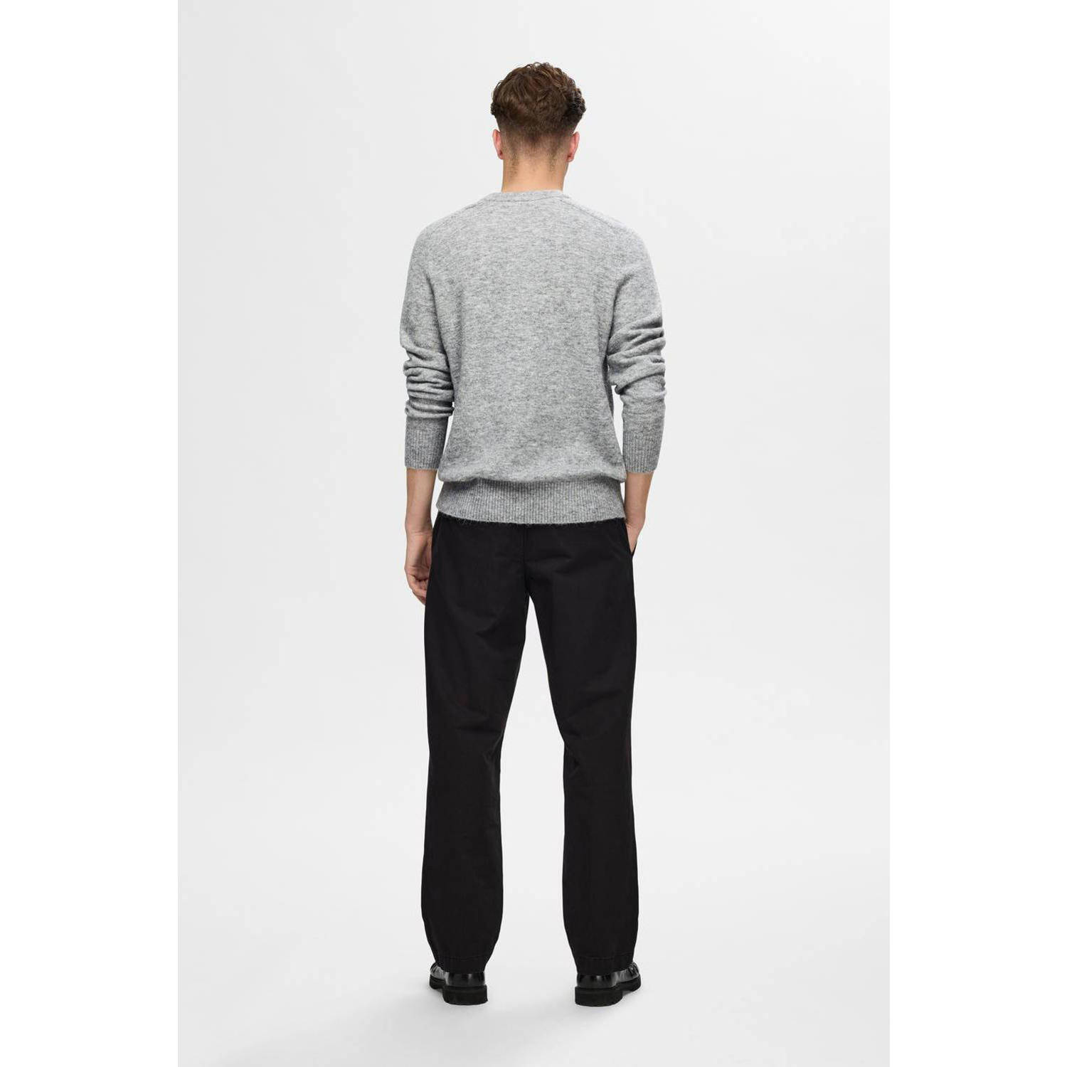 SELECTED HOMME wol gebreide trui grijs