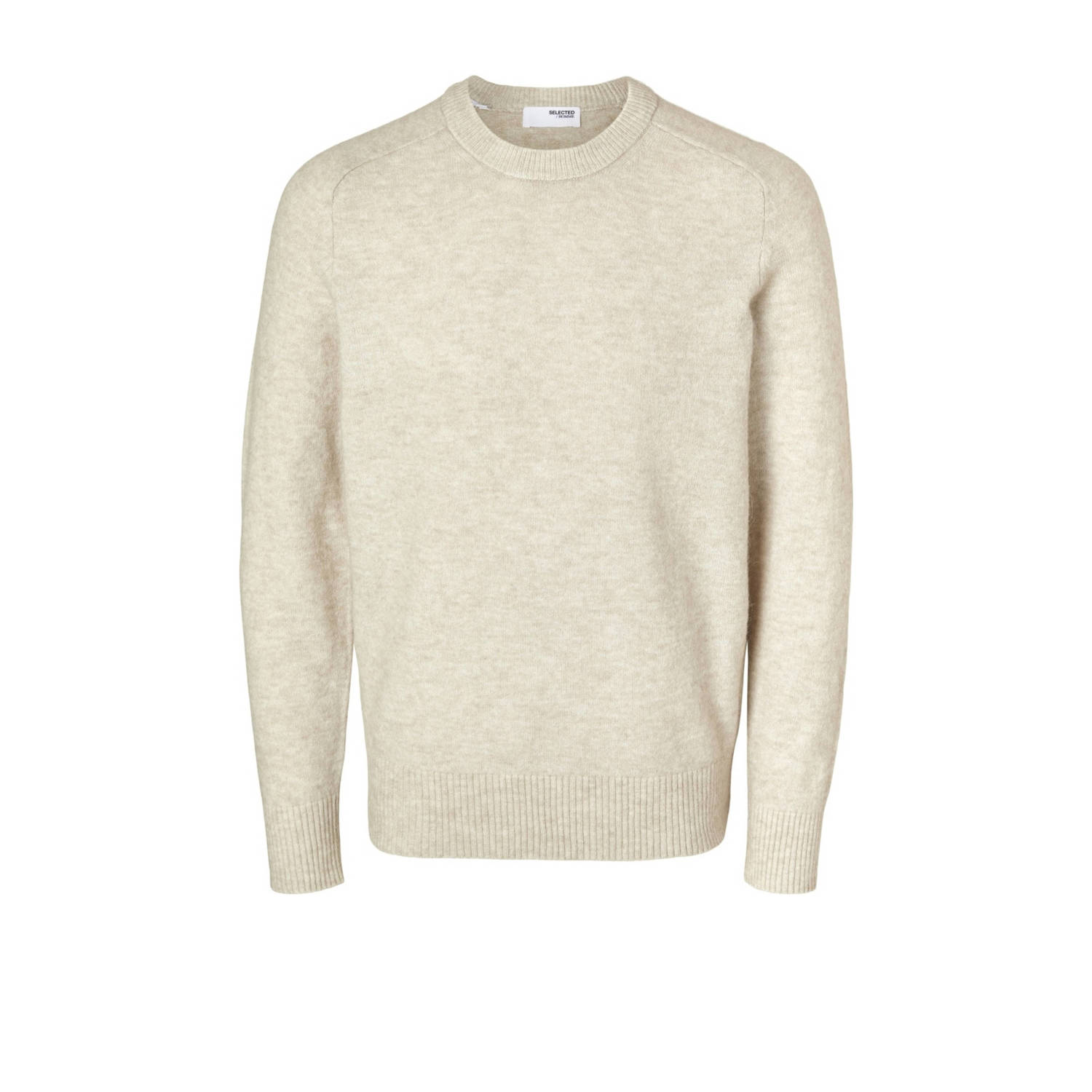 Selected Homme Gebreide Pullover Met Ronde Hals Beige Heren