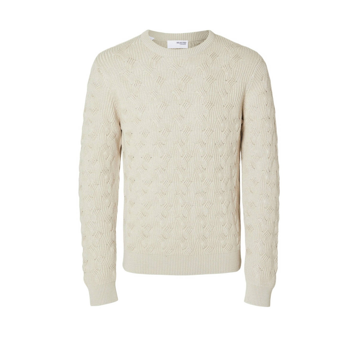 SELECTED HOMME Gebreide trui SLHCALLIS LS KNIT CABLE CREW NECK NOOS