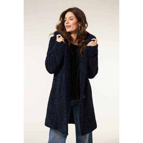 Miss Etam teddy jas Flora donkerblauw afbeelding