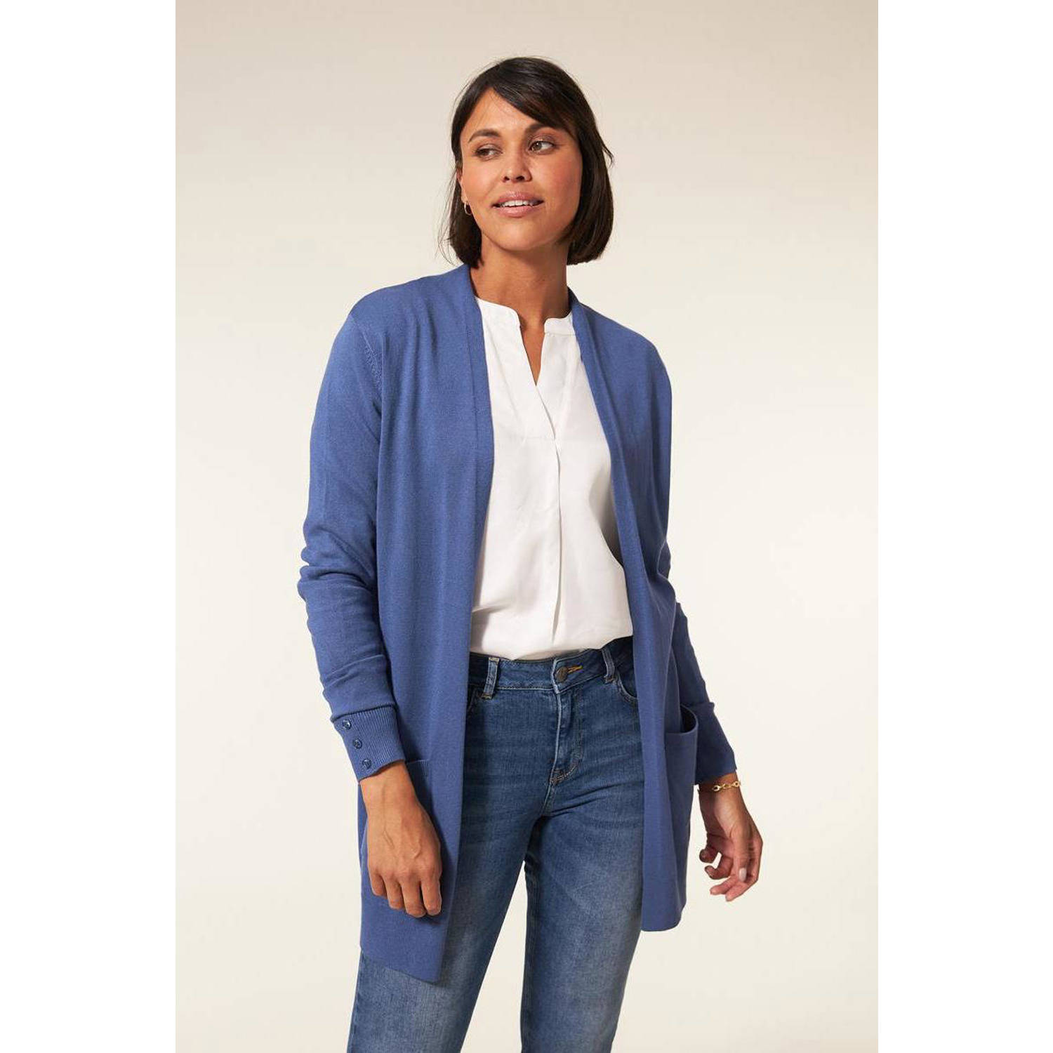 Miss Etam fijngebreid vest Senna blauw