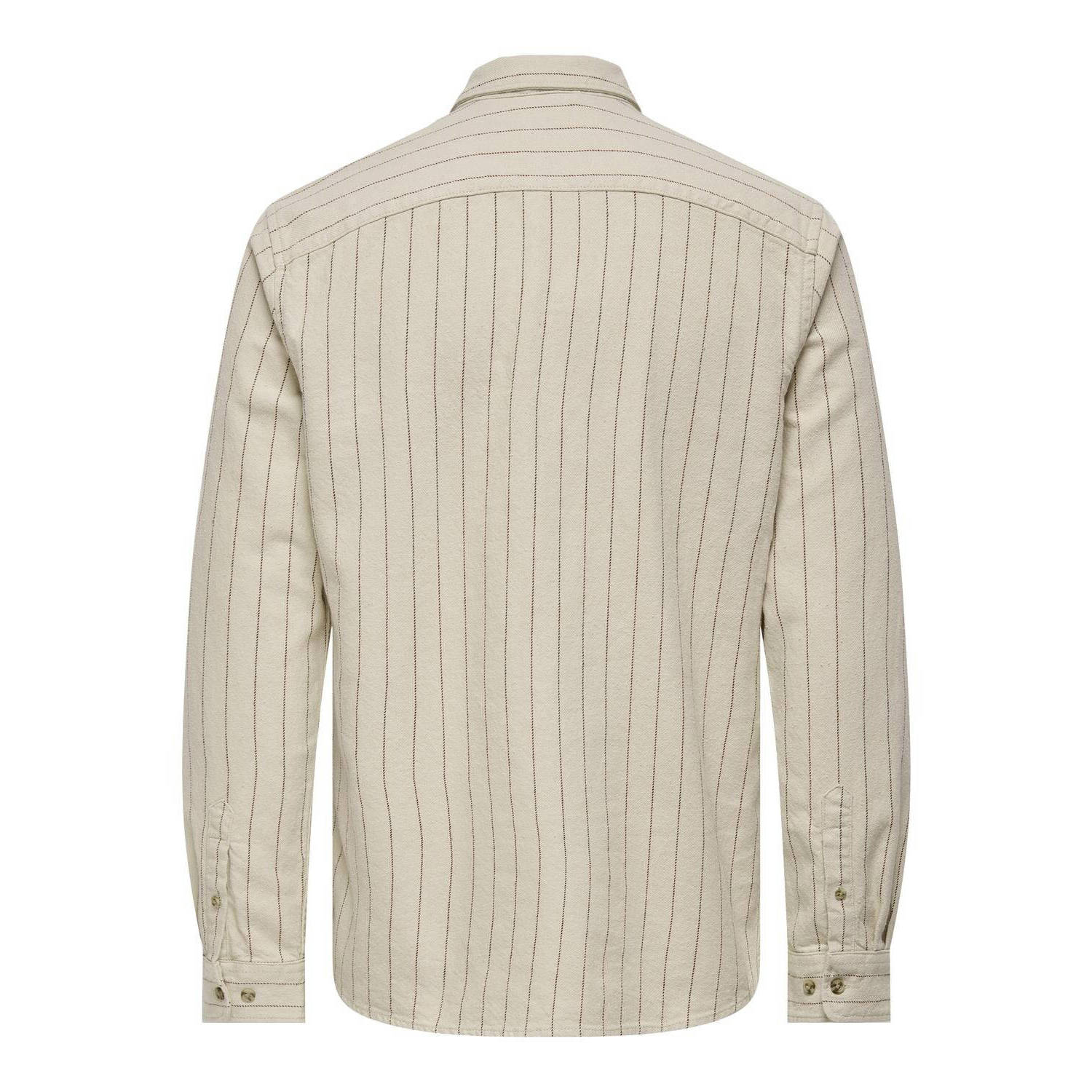 ONLY & SONS gestreept overhemd ONSMICHAEL ecru