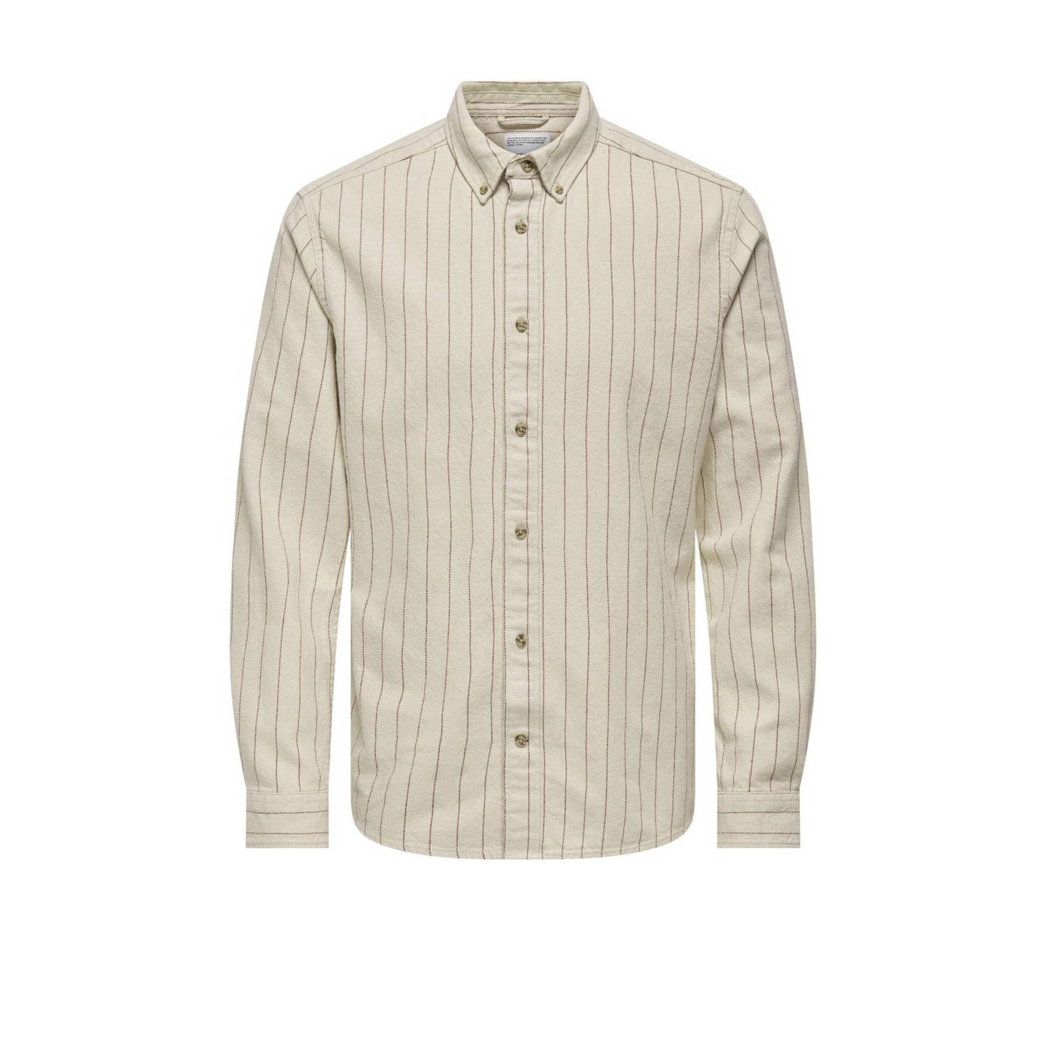 ONLY & SONS gestreept overhemd ONSMICHAEL ecru
