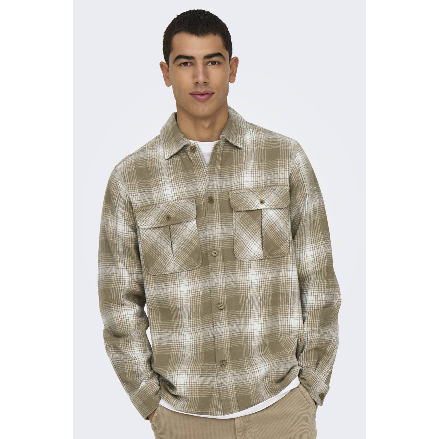 ONLY & SONS geruit overshirt ONSCEDRIC groen