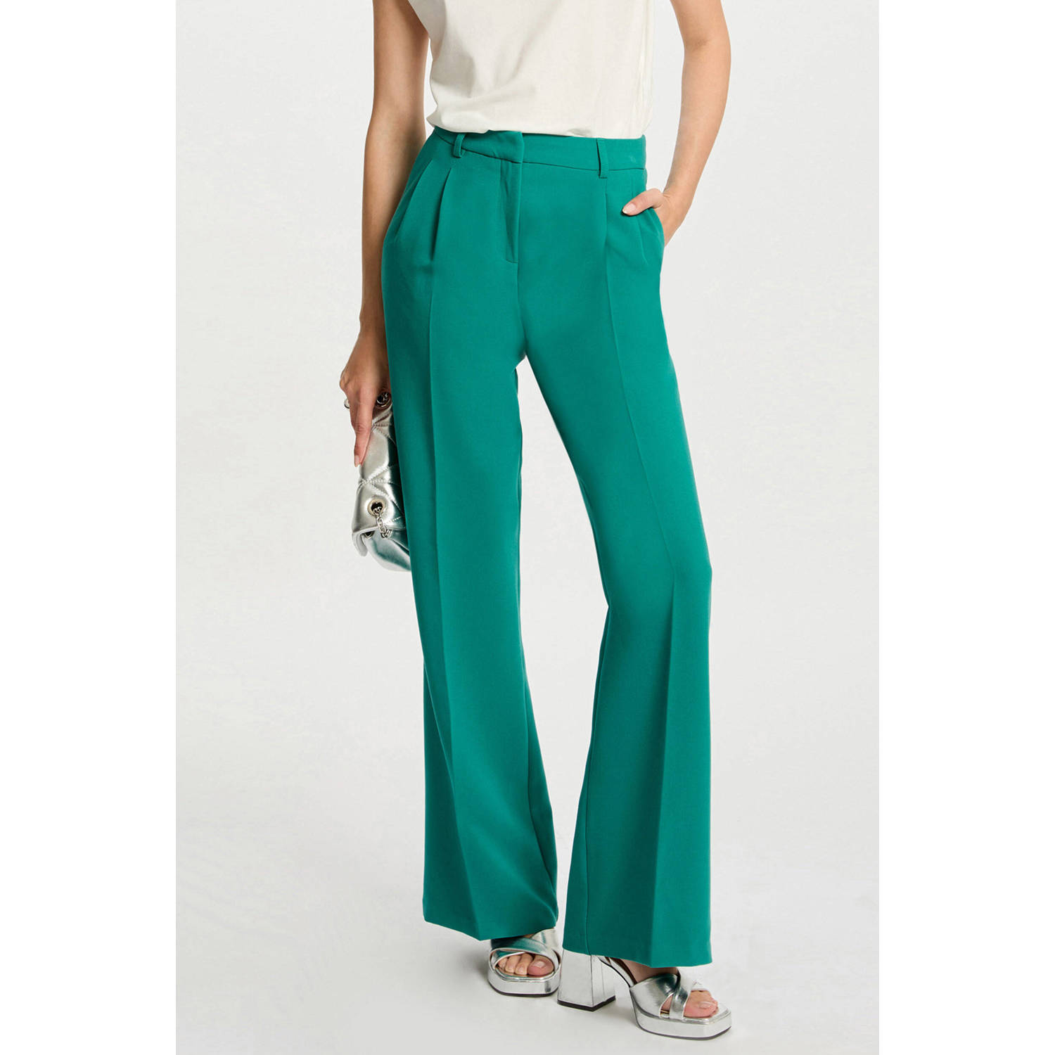 Morgan high waist straight fit pantalon turquoise