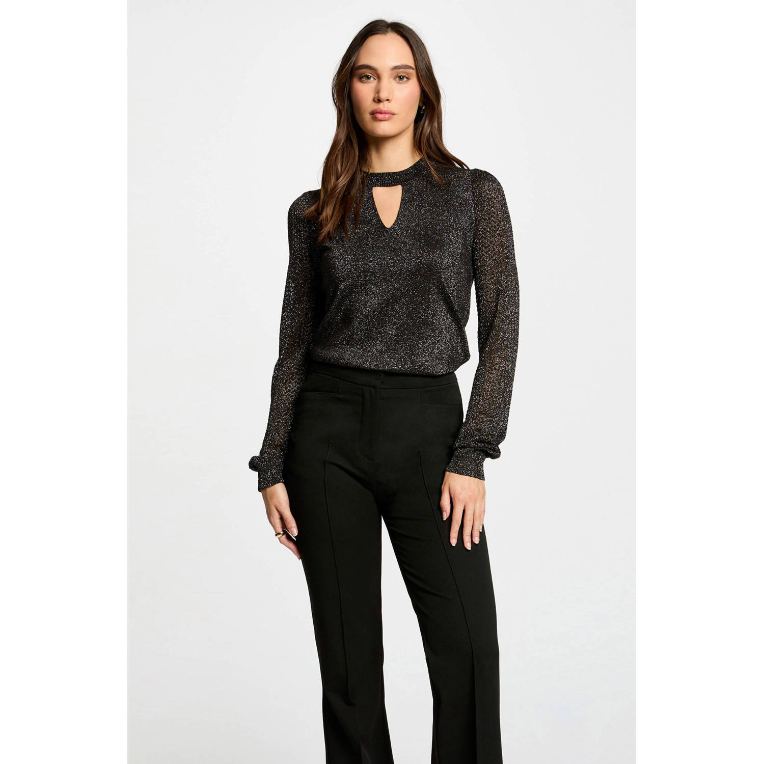Morgan gebreide trui zwart lurex