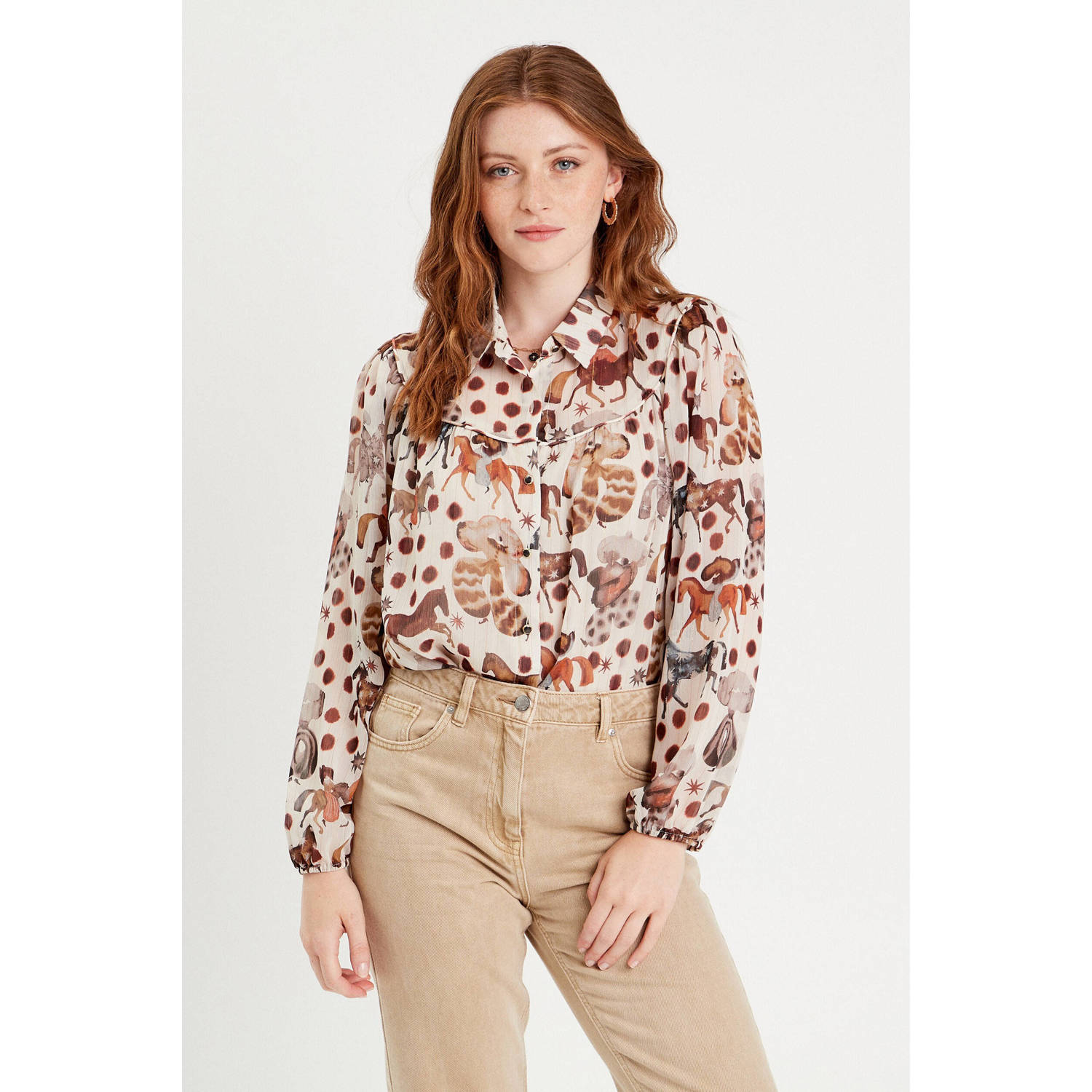 Cache blouse met all over print multi