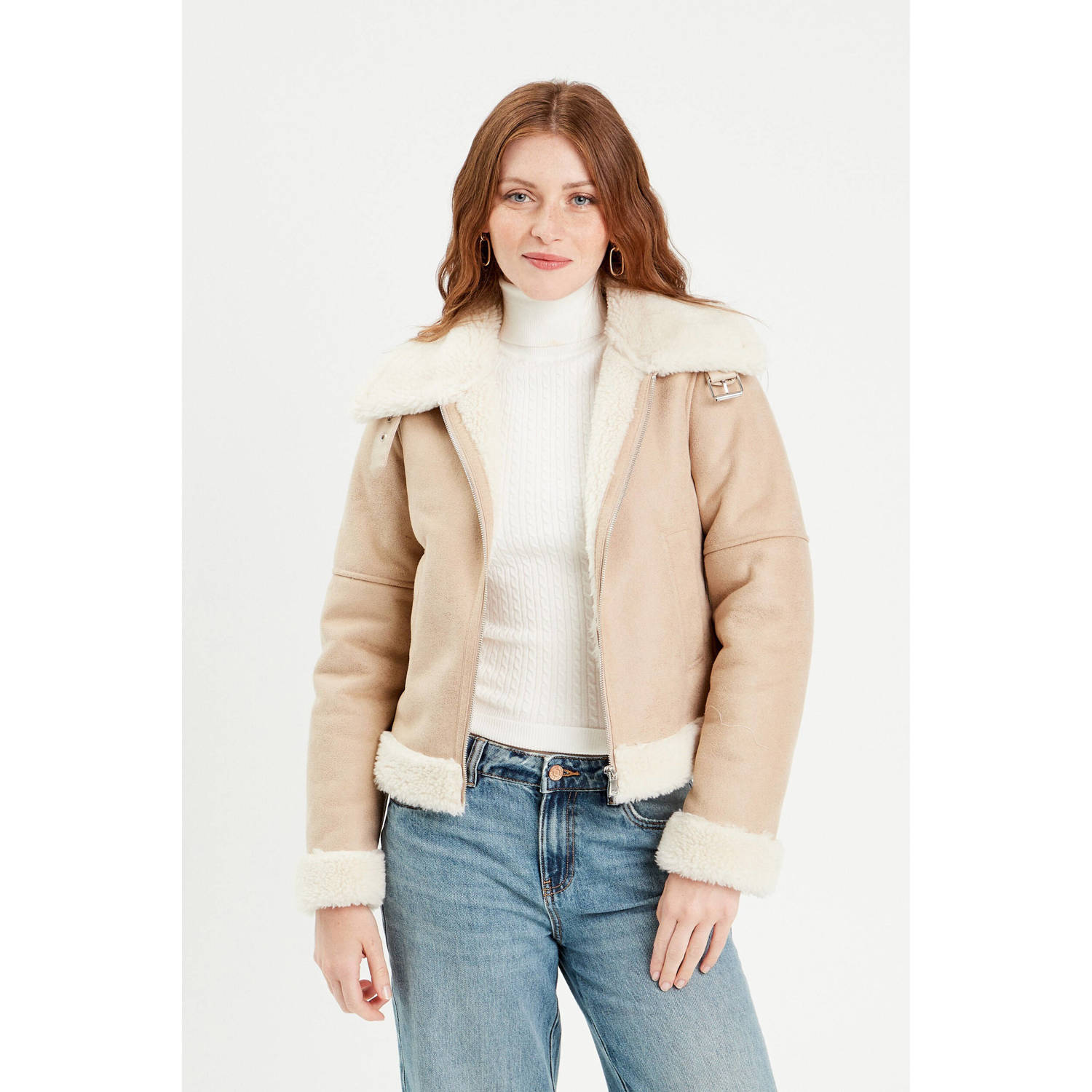 Cache lammy coat winterjas beige