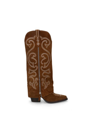 suède cowboylaarzen met flap taupe