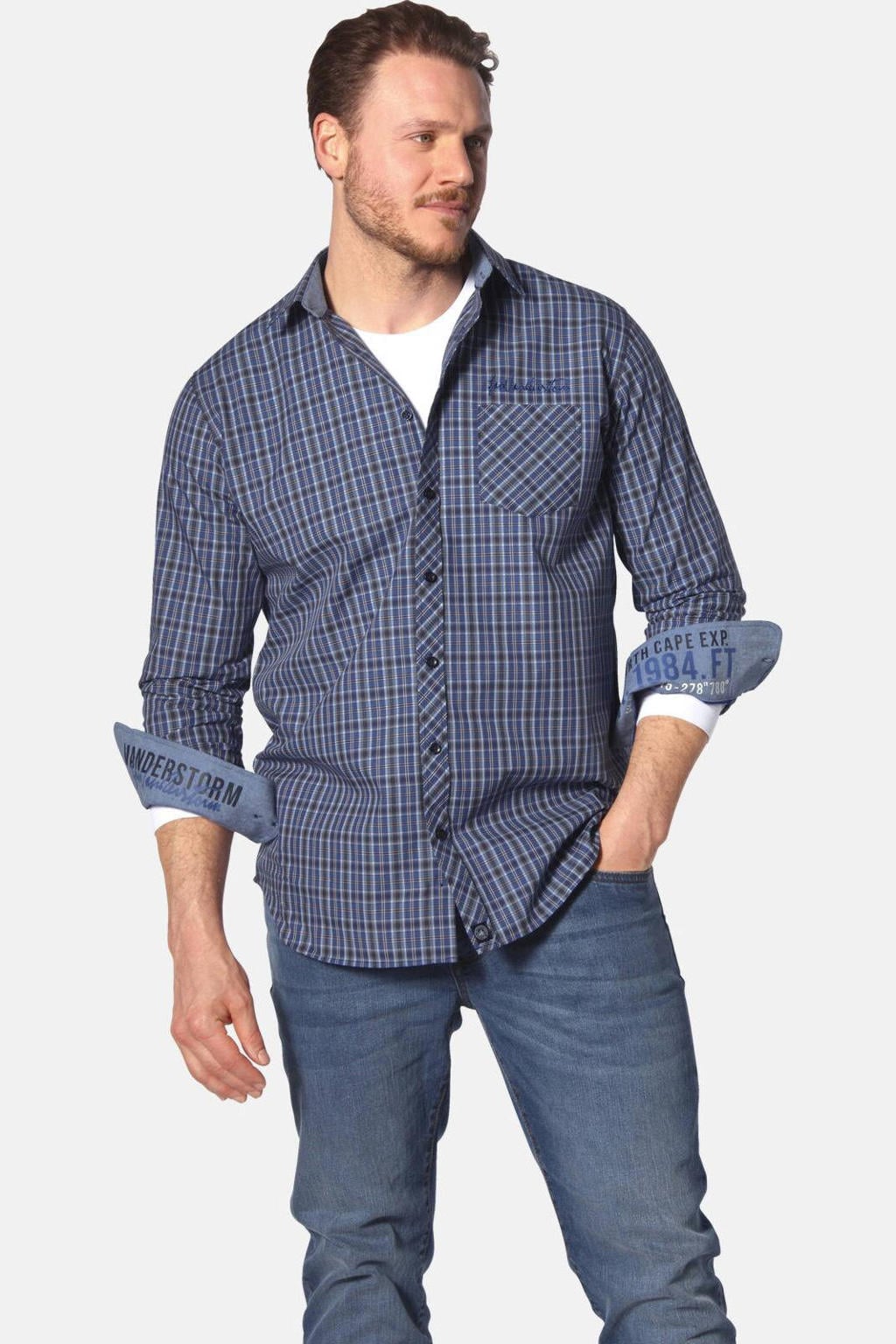 Jan Vanderstorm casual overhemd blauw