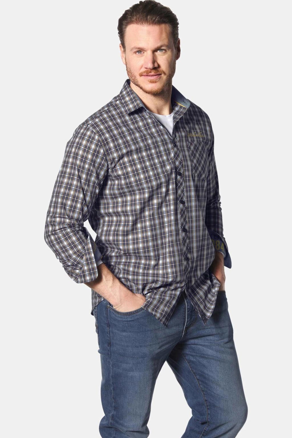 Jan Vanderstorm casual overhemd blauw