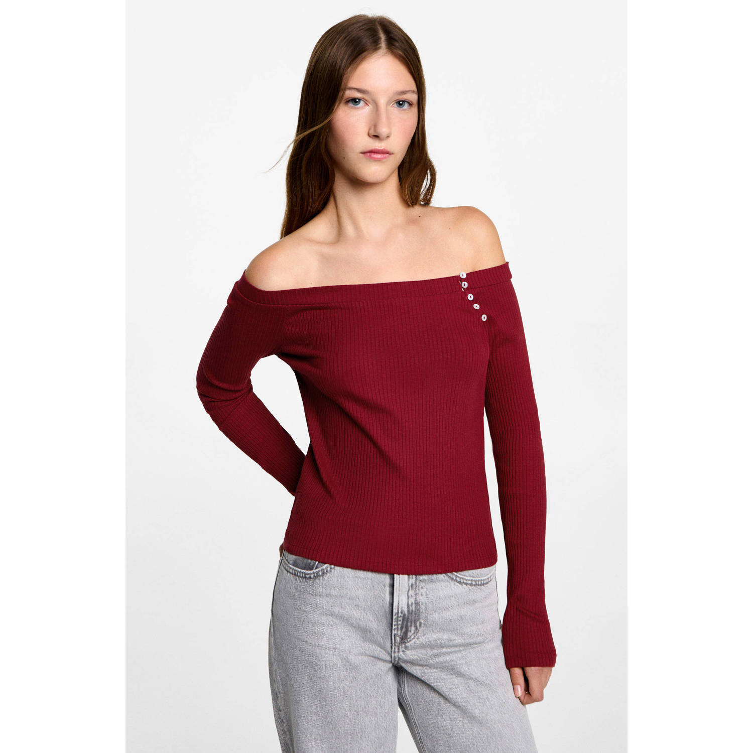 MANGO TEEN off shoulder top rood