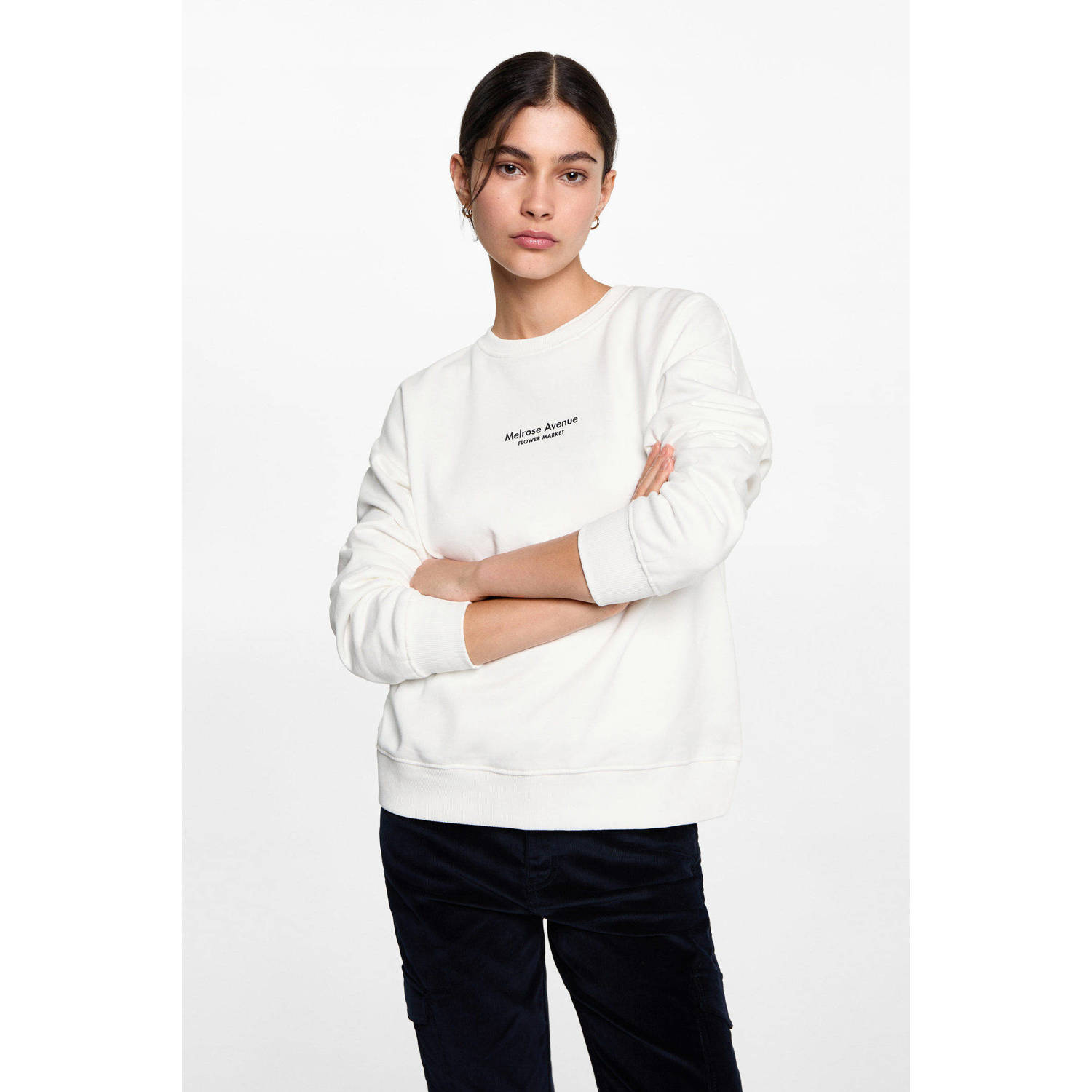 MANGO TEEN sweater met backprint naturel wit