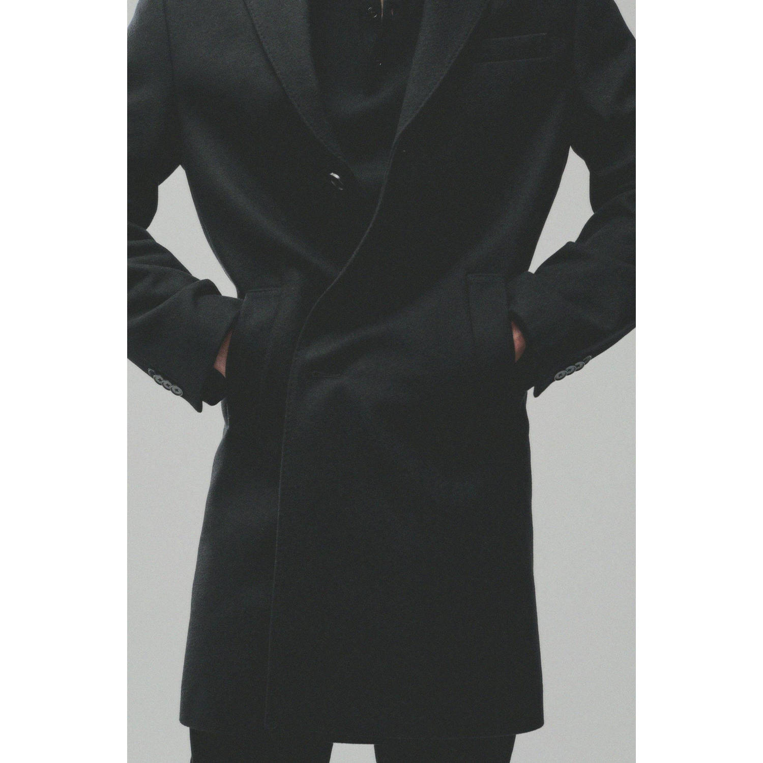 Mango Man trenchcoat met wol zwart