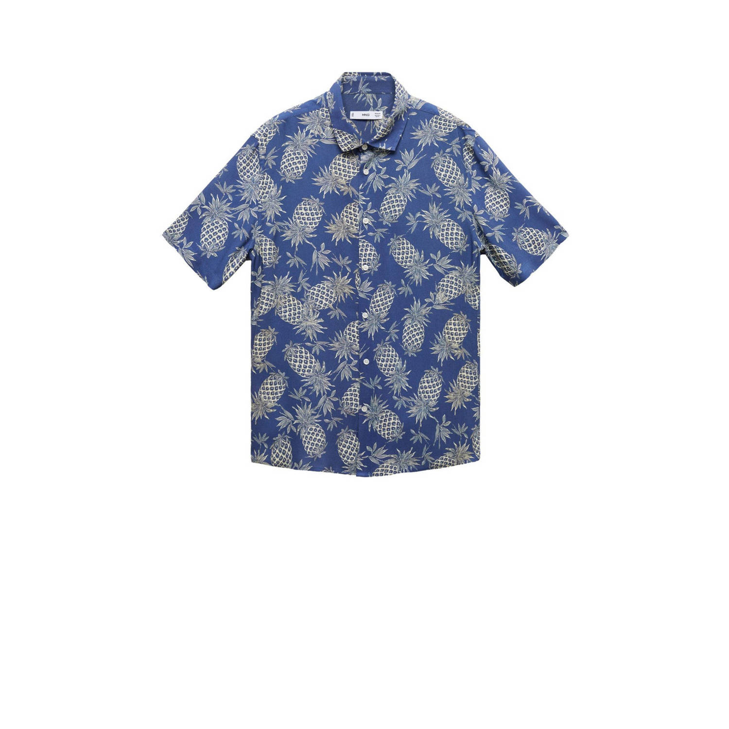 Mango Man overhemd met all over print blauw