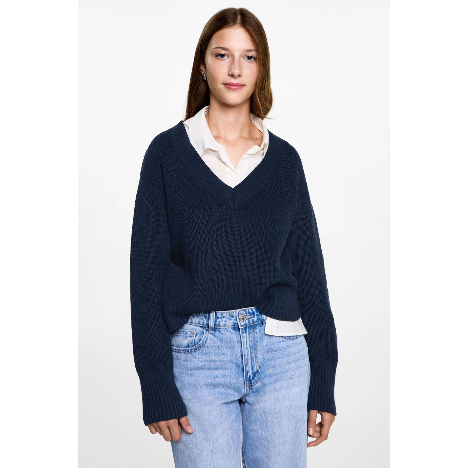 MANGO TEEN gebreide trui donkerblauw
