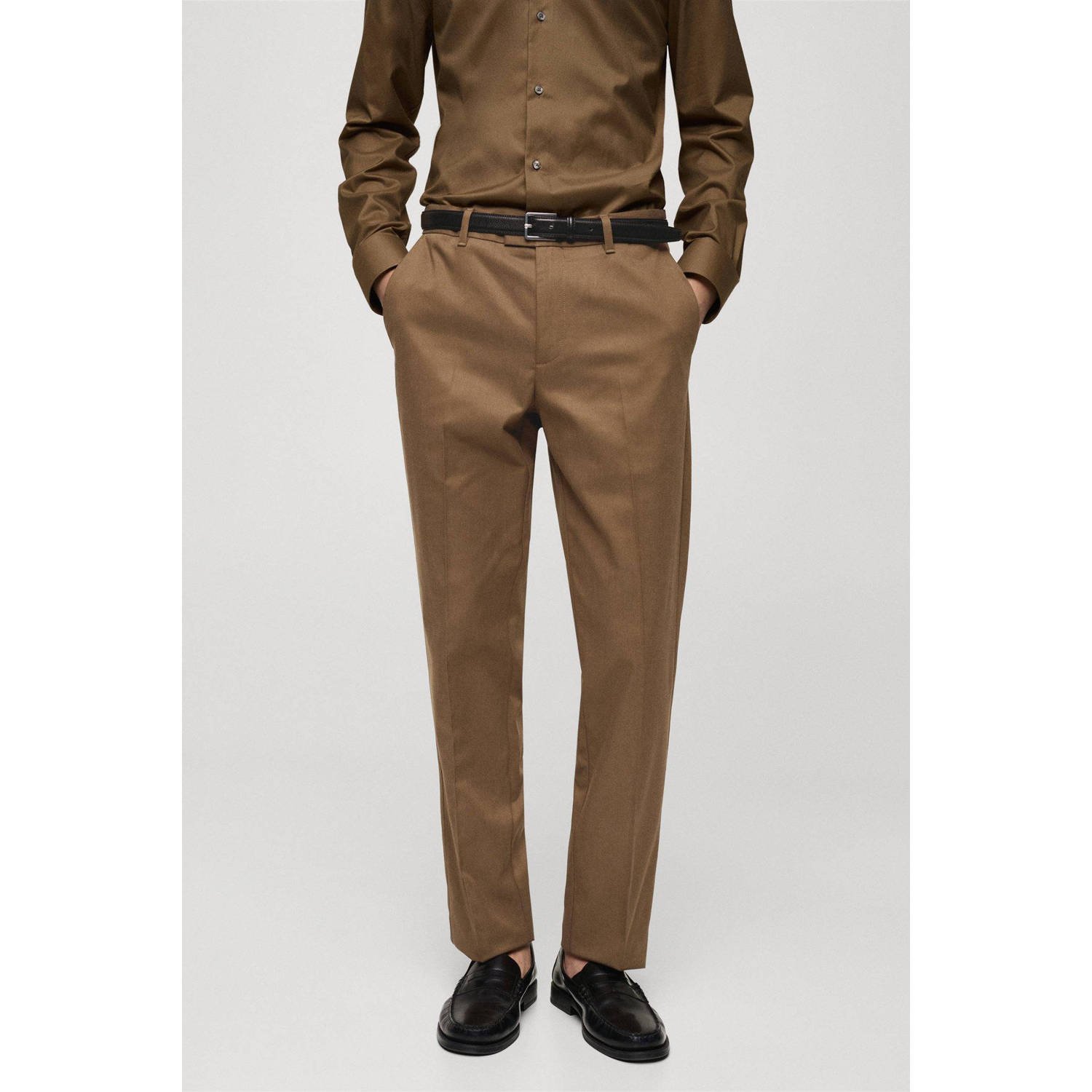 Mango Man regular fit pantalon bruin